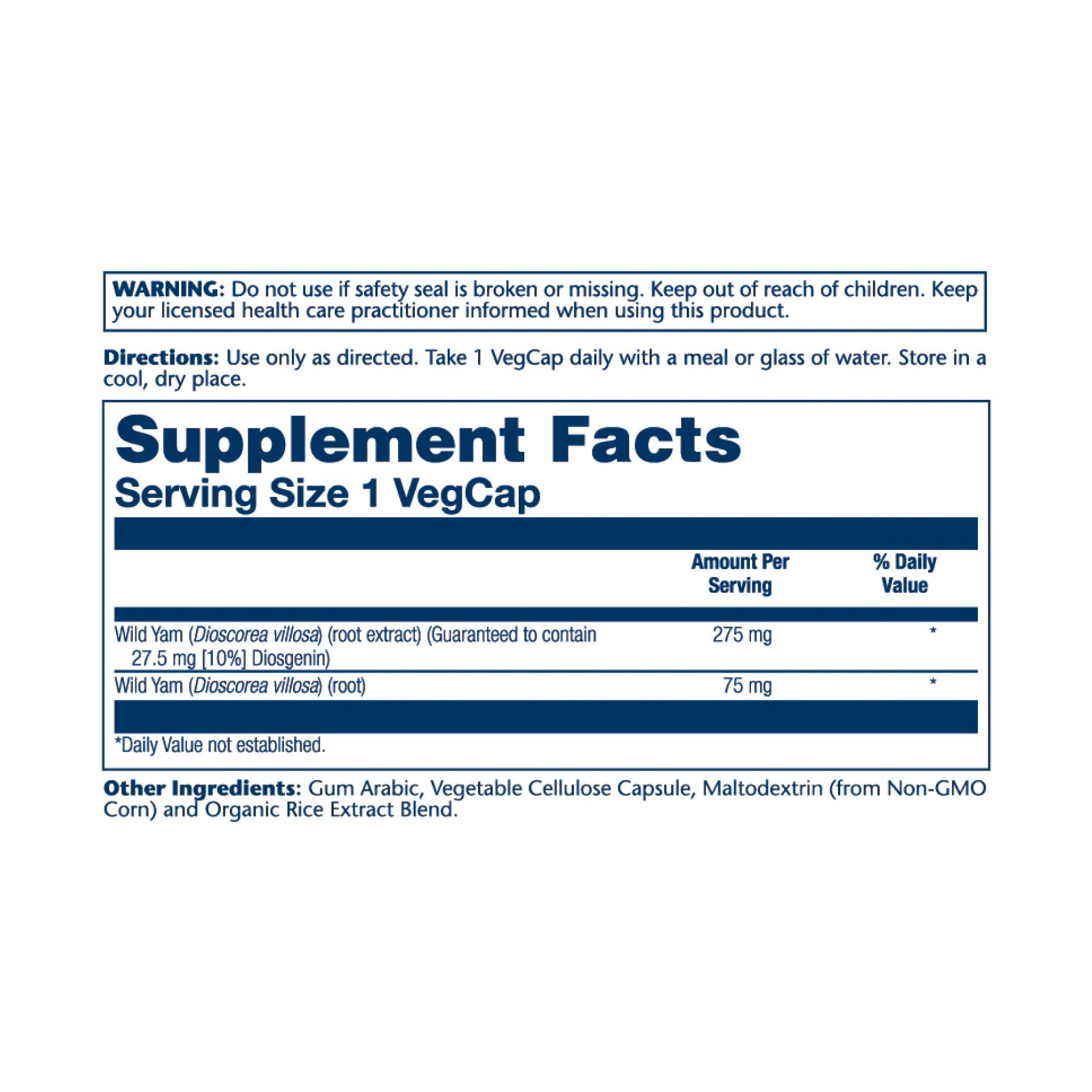 Solaray Wild Yam Root Extract 275mg - 60 vcaps 2023-10-4426