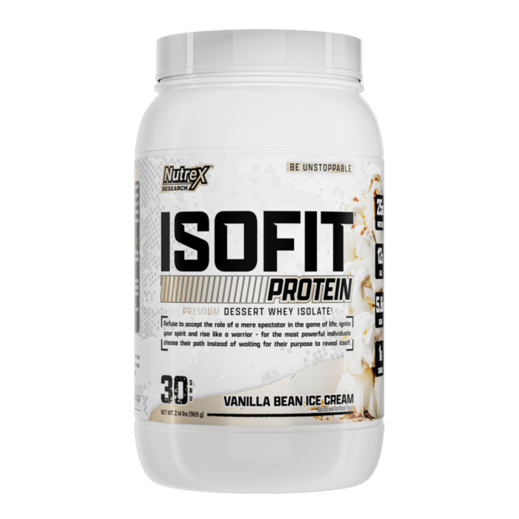 Nutrex Isoﬁt - 30srv Vanilla Bean Ice Cream 100-62-0586232-20