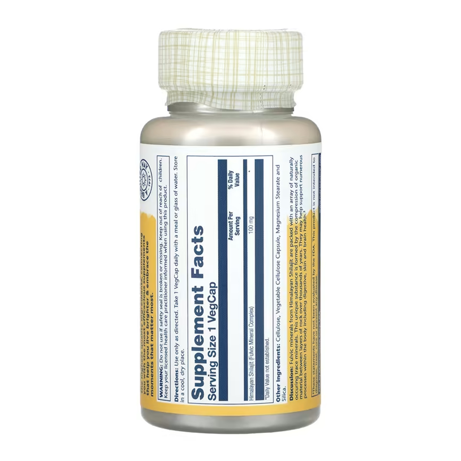 Solaray Fulvic Minerals 100mg - 30 vcaps 2023-10-7162