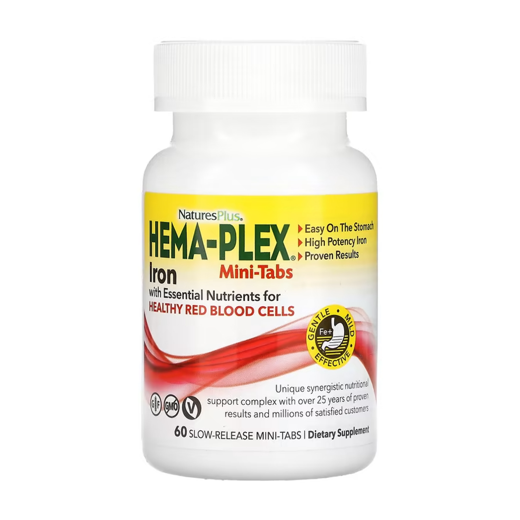 Nature's Plus Hema-Plex - 60 mini-tabs (Повреждена пломба) 2024-11-0025