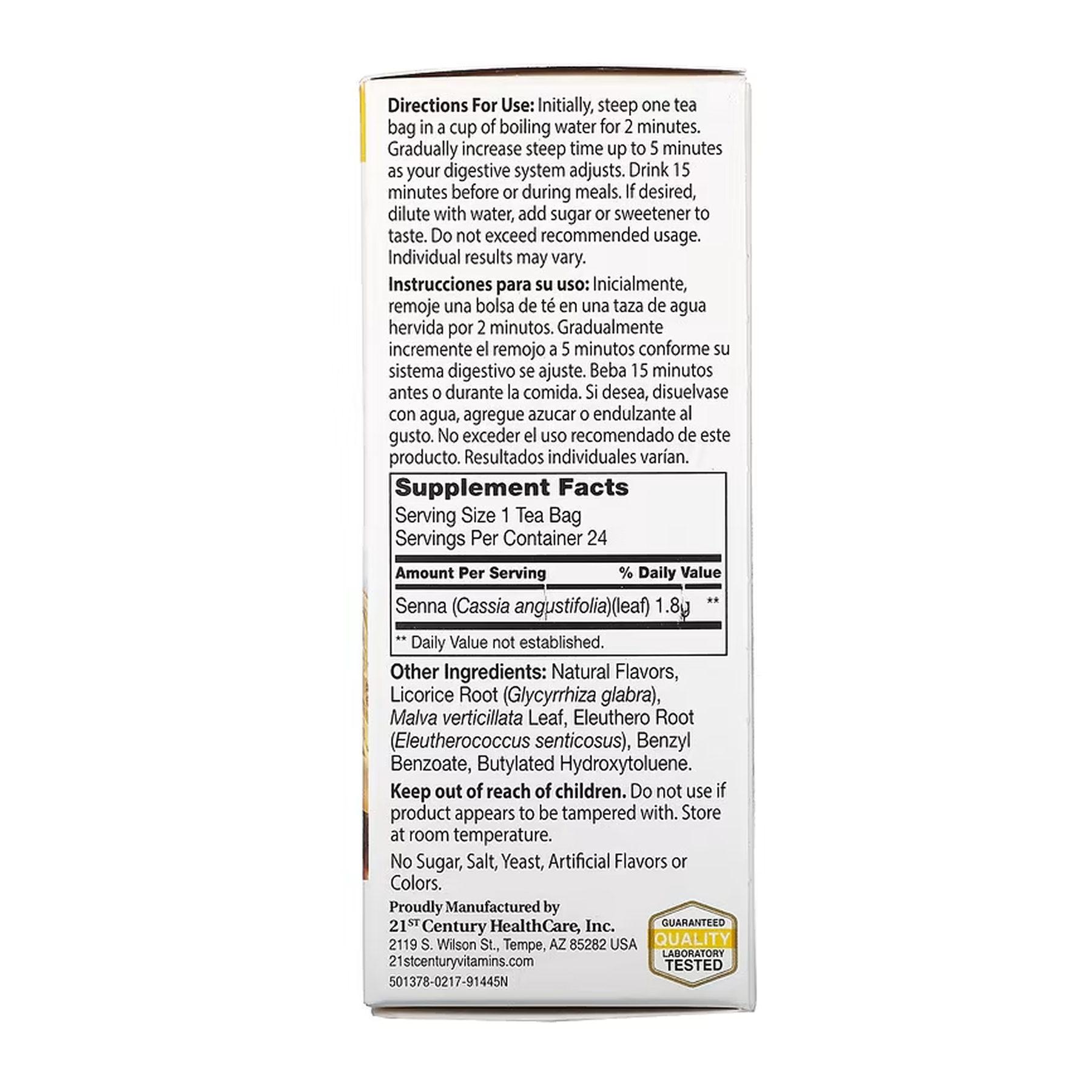21st Century Slimming Tea - 24 bag Honey Lemon 2023-10-7107