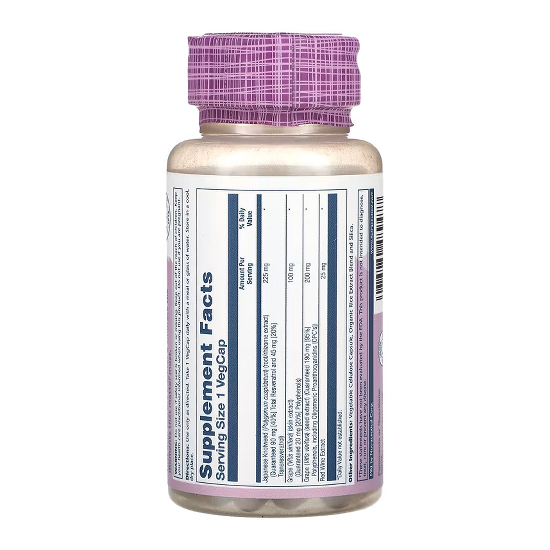 Solaray Triple Strength Resveratrol 225mg - 60 vcaps 2023-10-7163