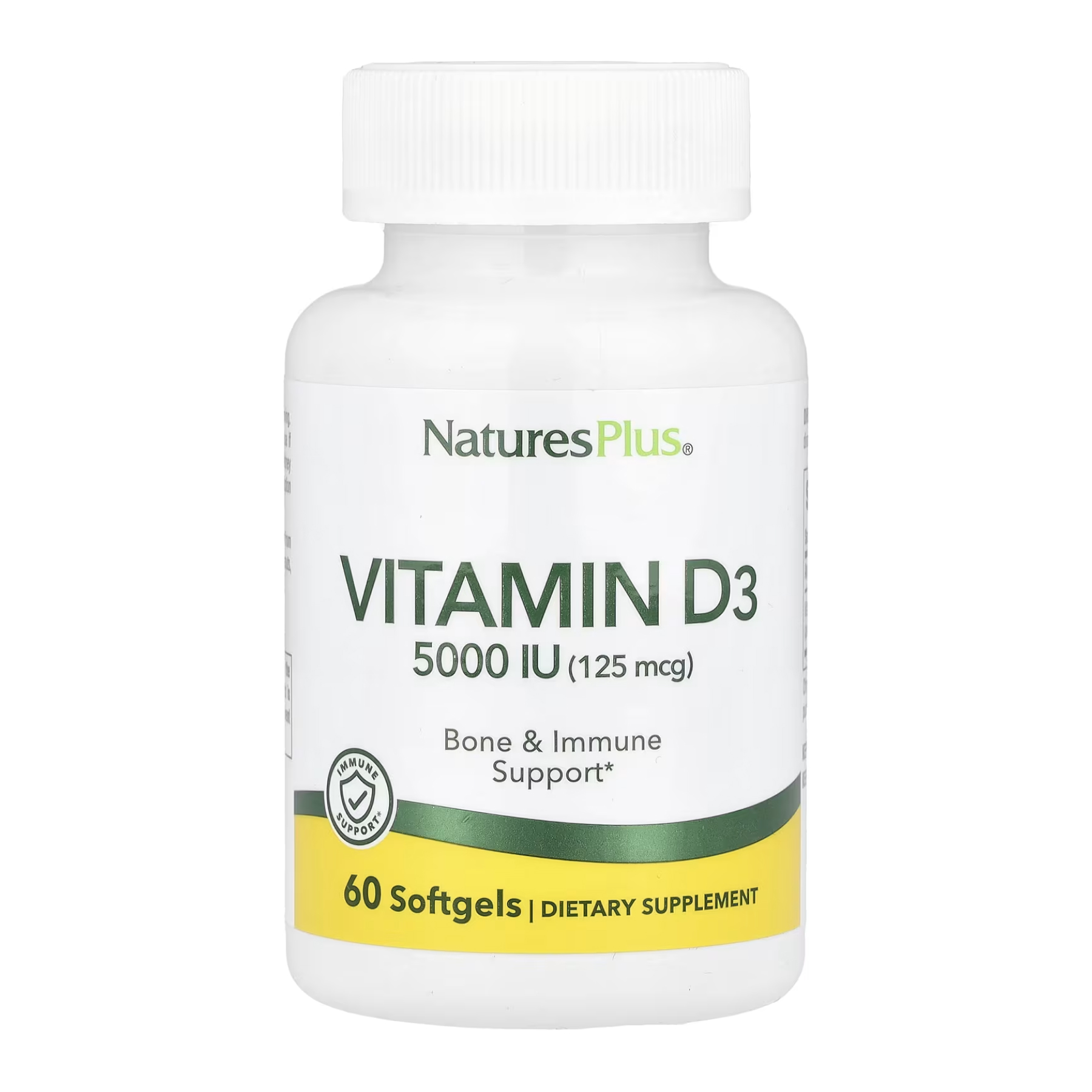 Nature's Plus Vitamin D3 5000 IU - 60 softgels 2023-10-3225