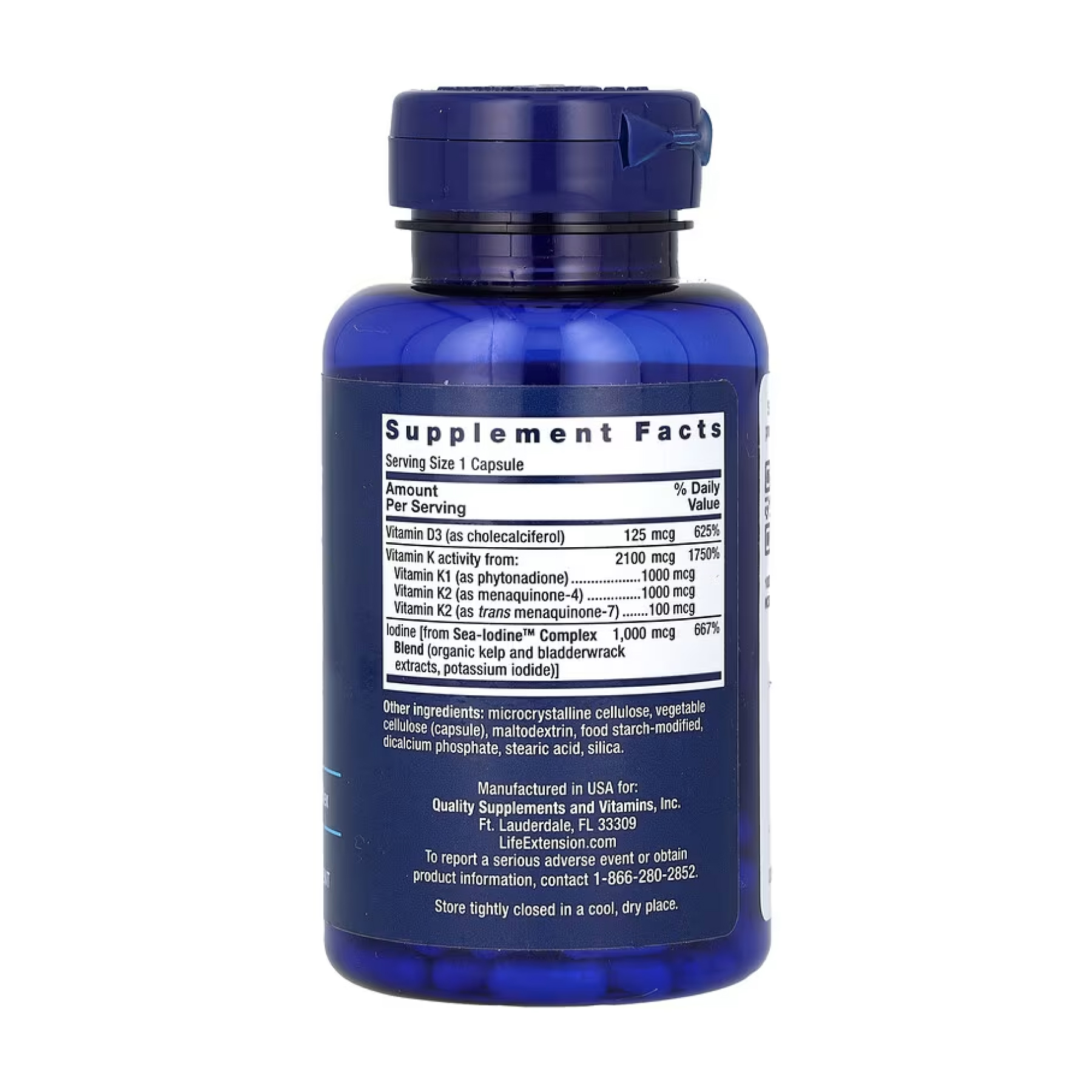 Life Extension Vitamins D and K with Sea-Iodine™ - 60 caps (Пошкоджена банка) 2023-10-6452