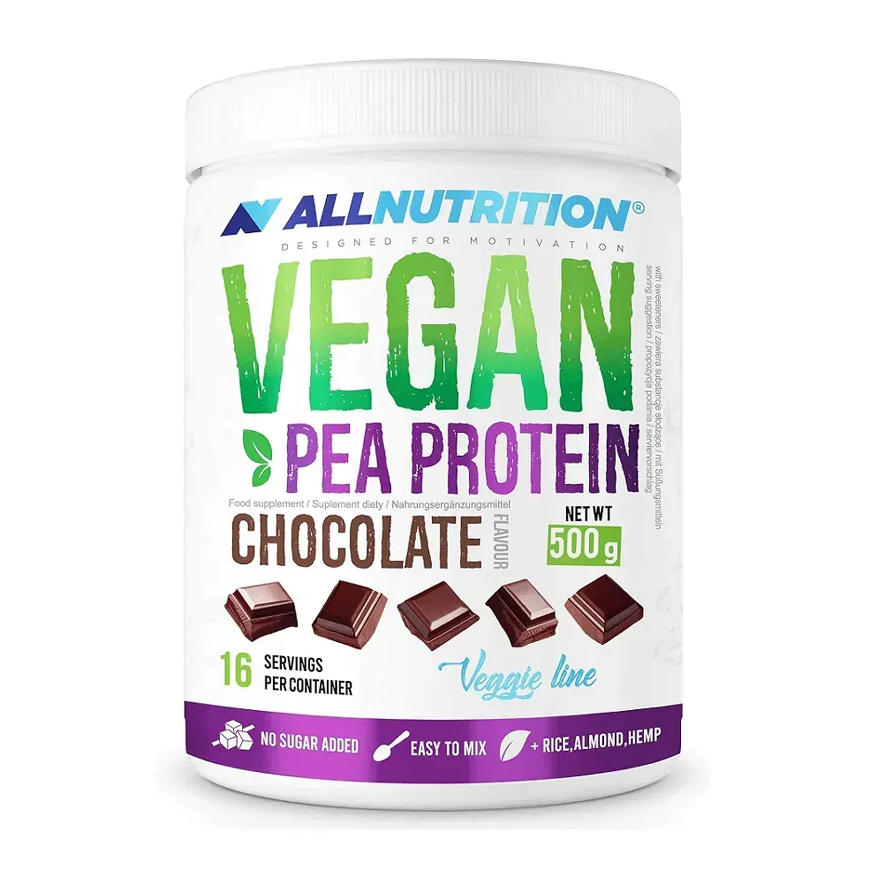 Allnutrition Vegan Pea Protein - 500g Chocolate 100-57-0389478-20