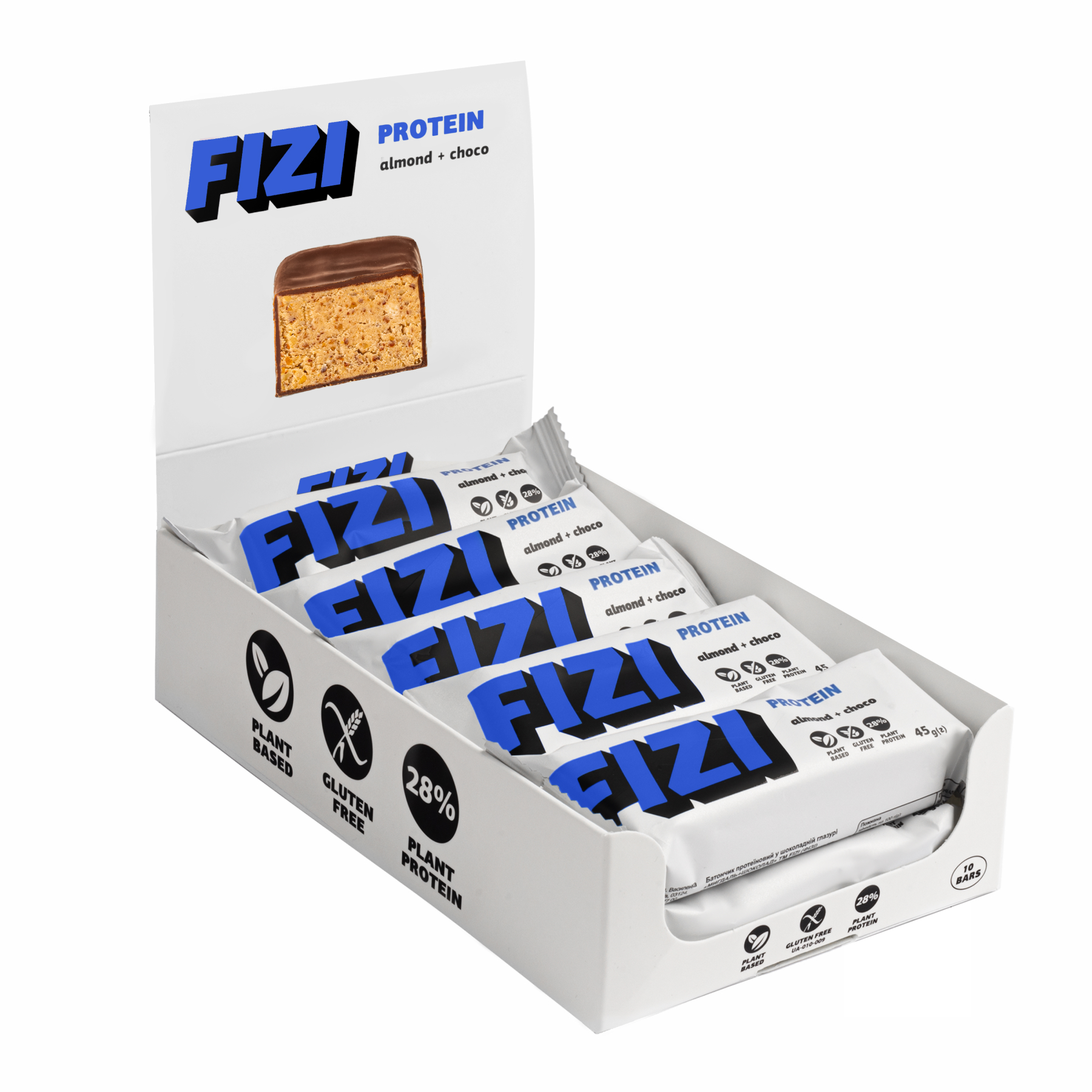 FIZI FIZI Protein Bar - 10х45g Almond-Choco 2022-10-0333