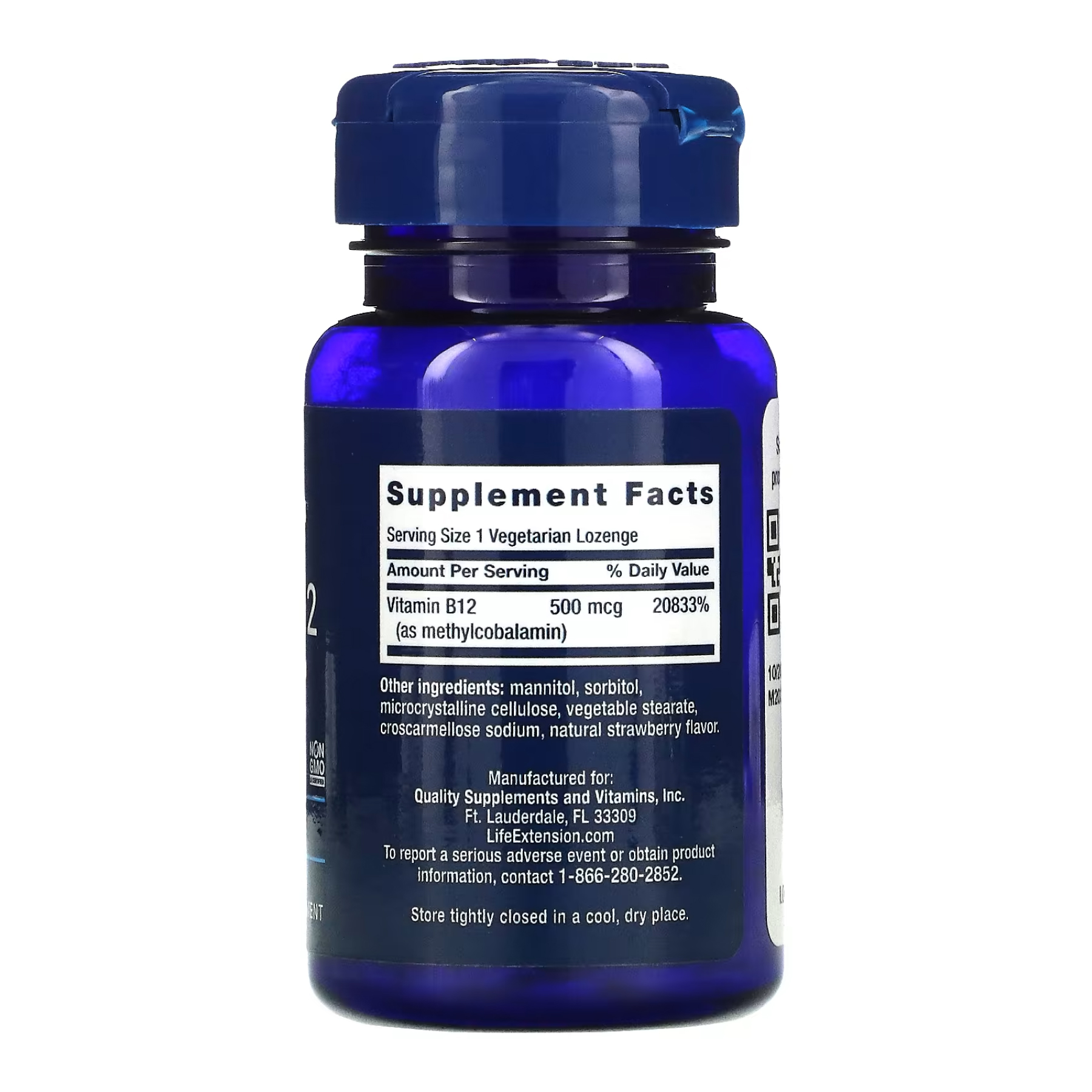 Life Extension B12 500 mcg - 100 lozenges (Повреждена банка) 2024-11-0027