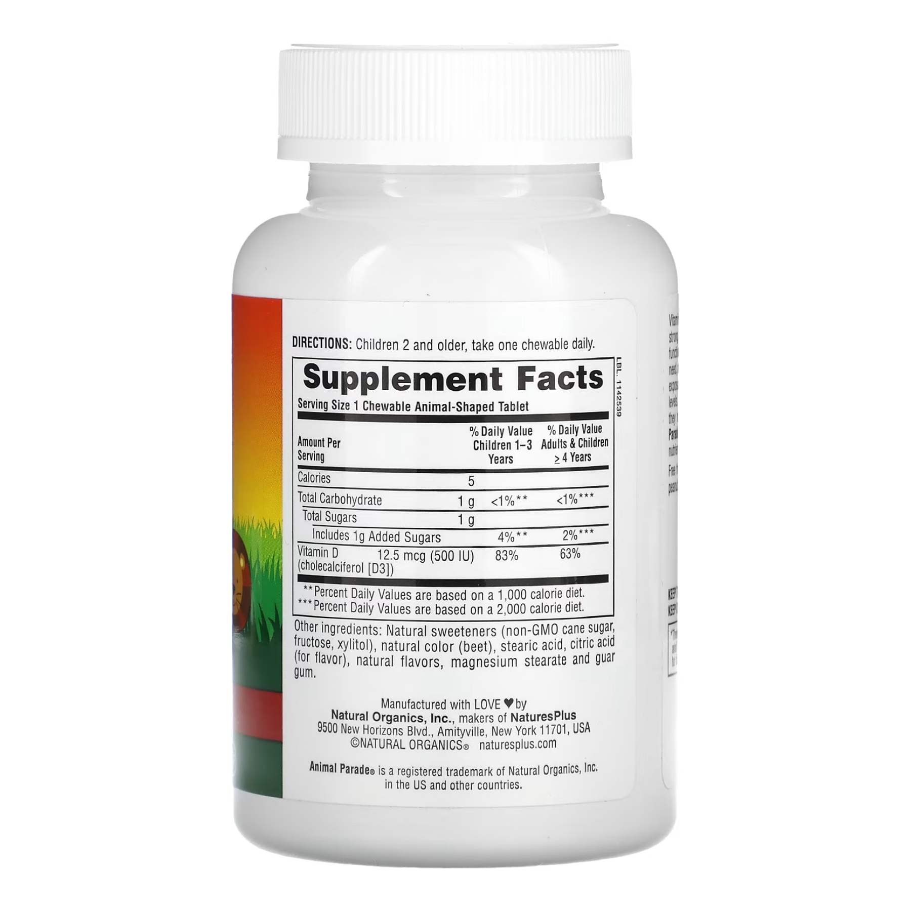 Nature's Plus Vit D3 500 IU Chewable - 90 tabs 2022-10-2853