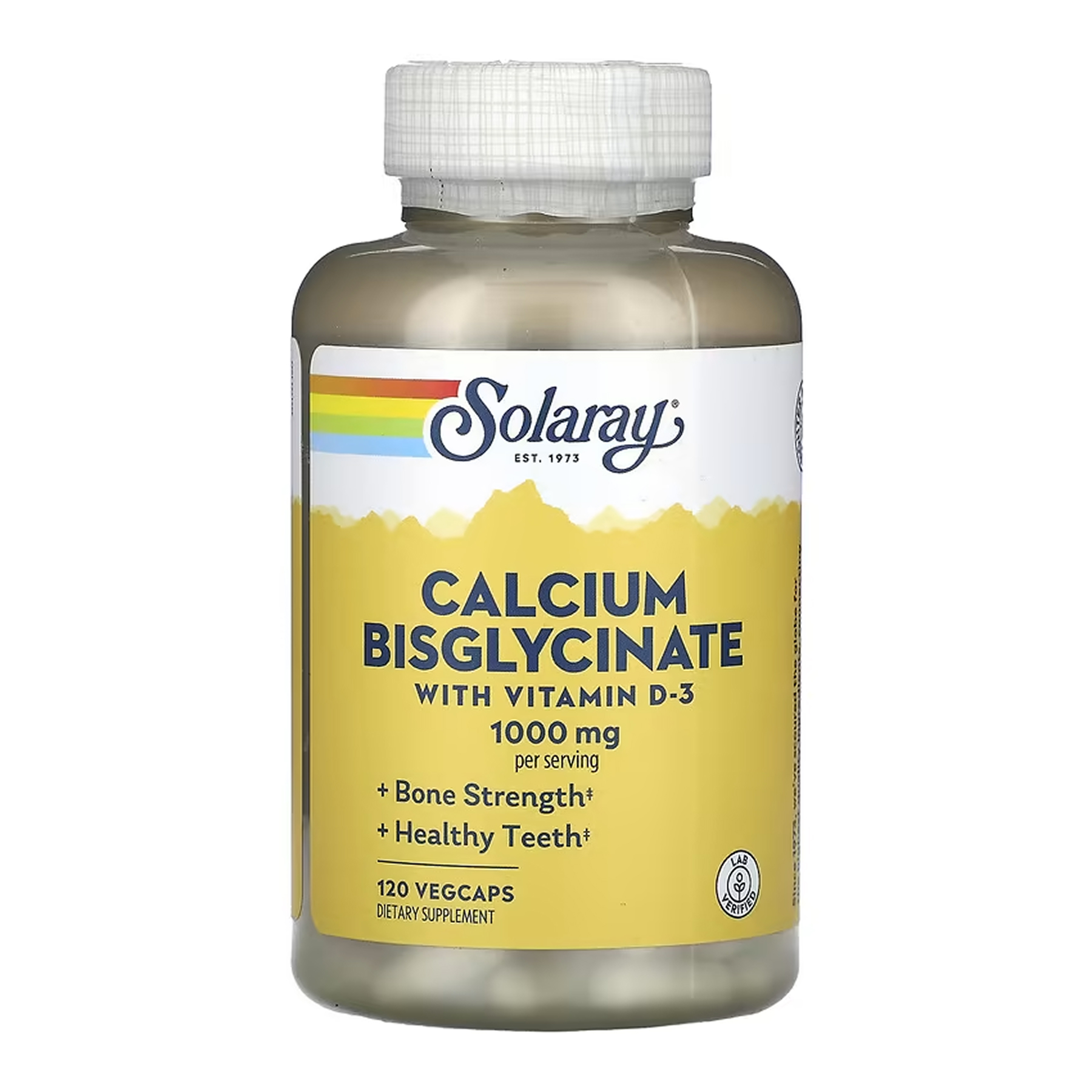 Solaray Calcium Bisglycinate with Vitamin D-3 1000mg - 120 vcaps 2023-10-6783