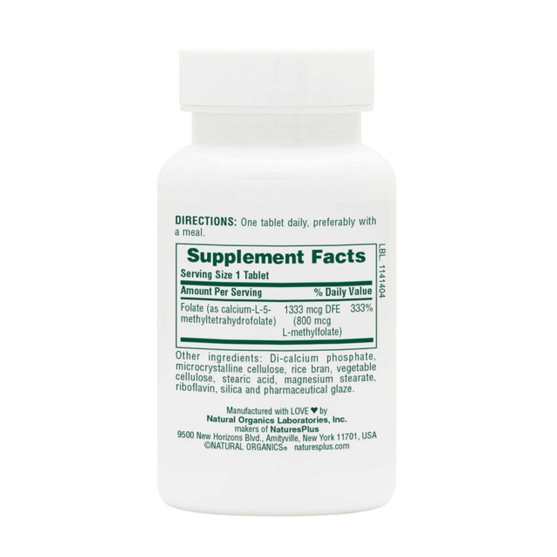 Nature's Plus Folic Acid 800mcg - 90 tabs 2023-10-3227