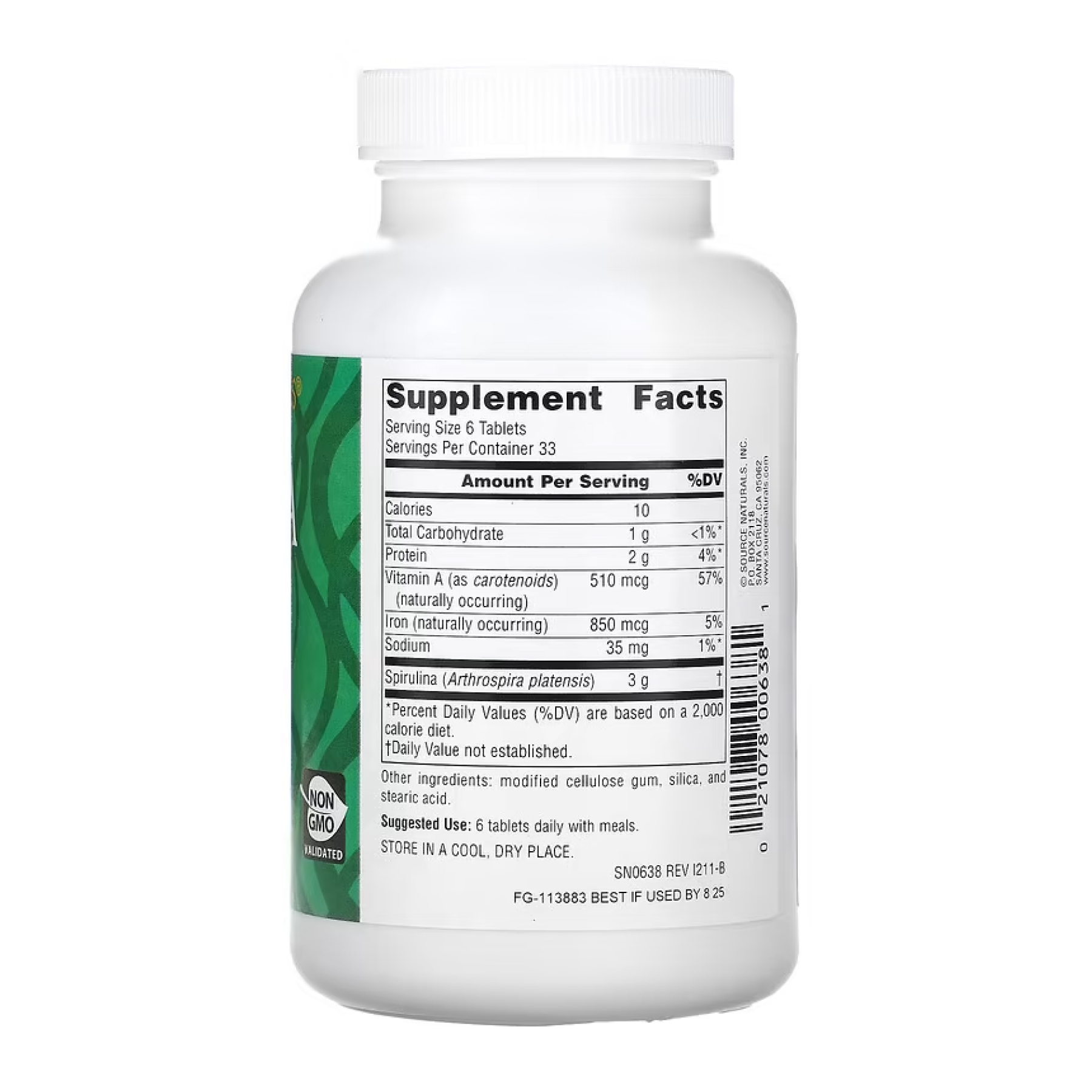 Source Naturals Spirulina 500mg - 100 tabs 2023-10-4613