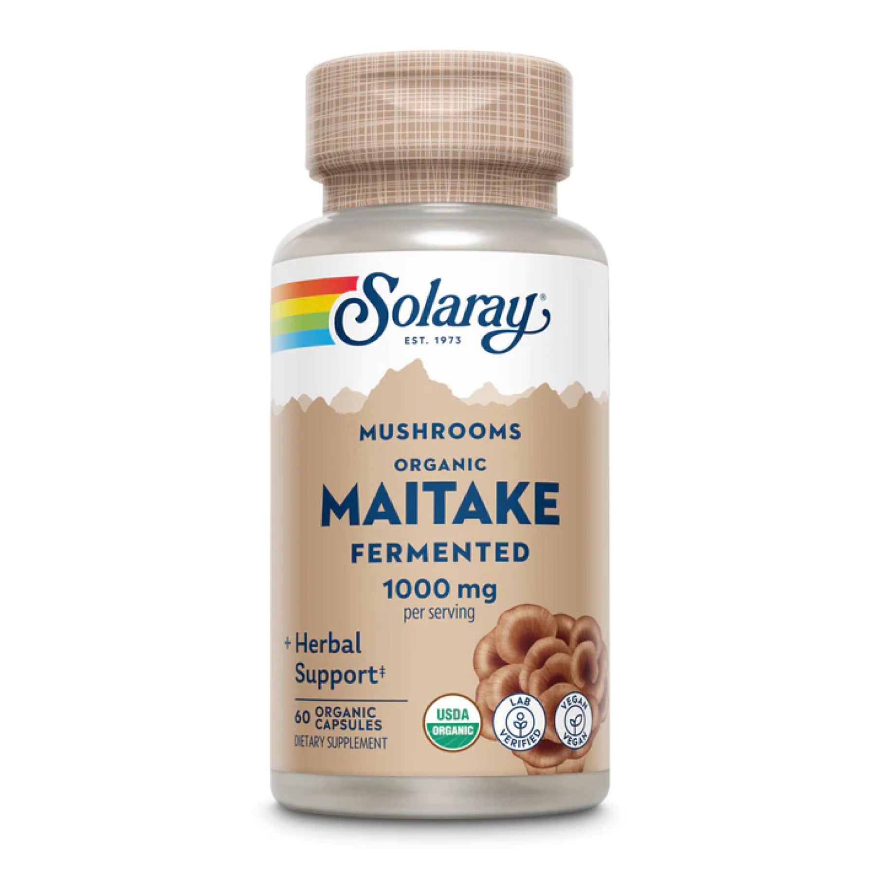 Solaray Org Grown Fermented Maitake 1000mg - 60 caps (До 11.25) 2023-10-5417