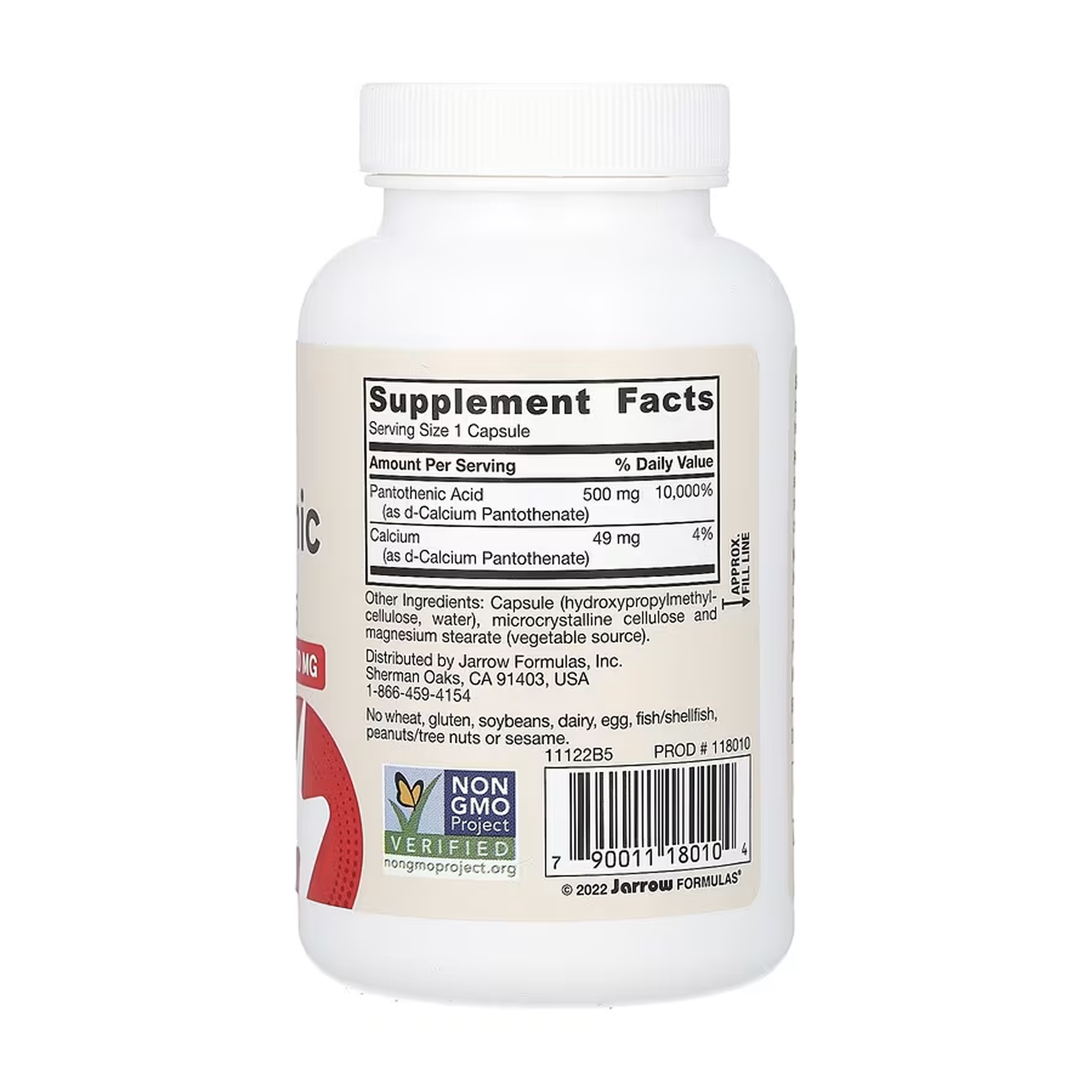 Jarrow Formulas Pantothenic Acid 500mg - 100 vcaps (Пошкоджена банка) 2023-10-7712