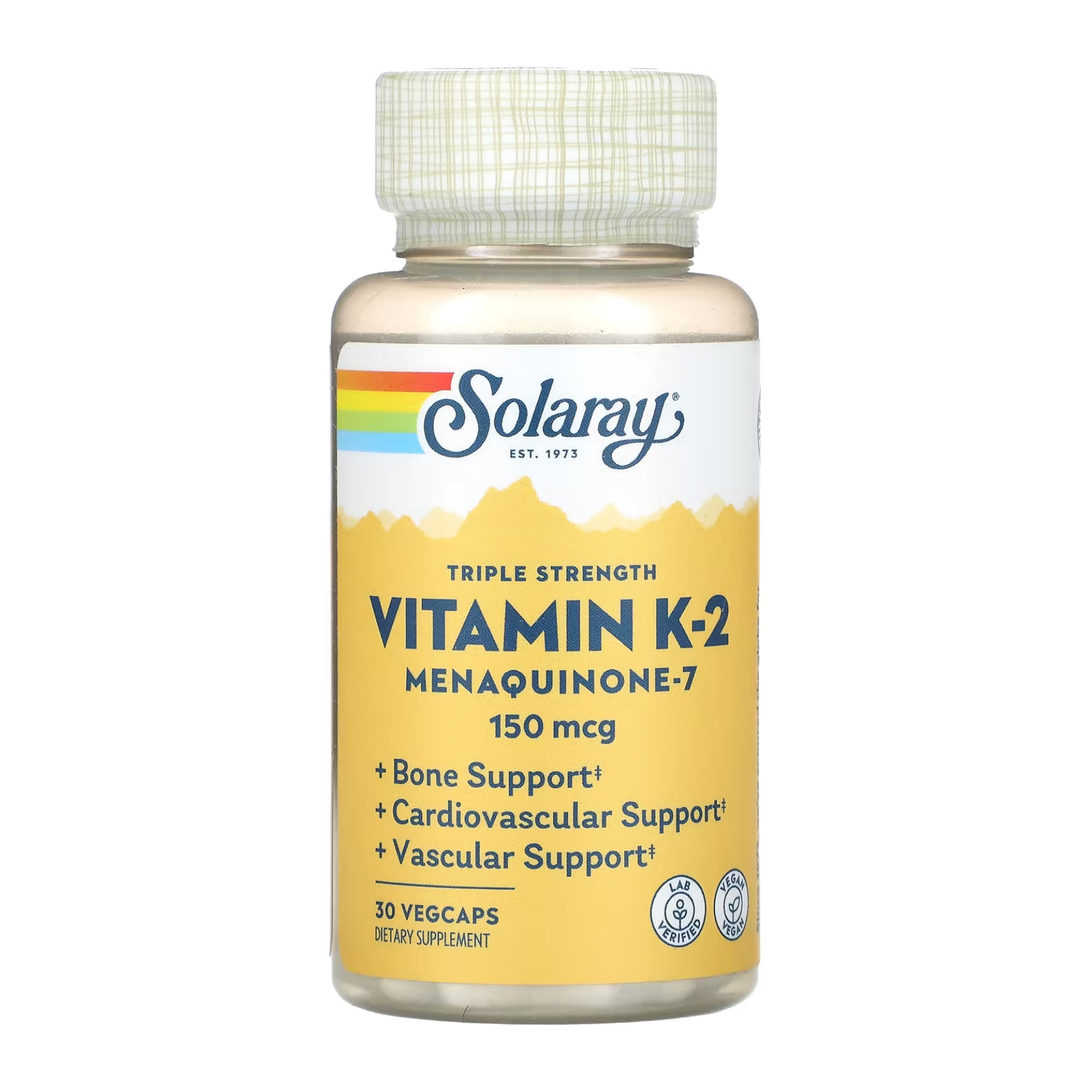 Solaray Triple Strength Vit K-2 MK-7 150mcg - 30 veg caps 2023-10-3434