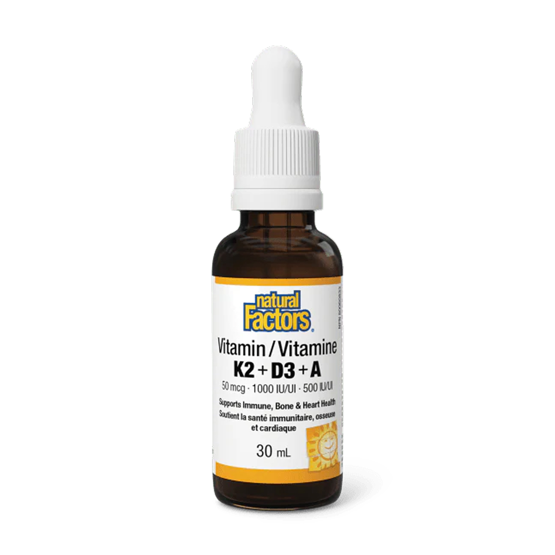 Natural Factors Vitamin K2+D3+A 50 mcg/1000 IU/500 IU - 30ml 2023-10-6551