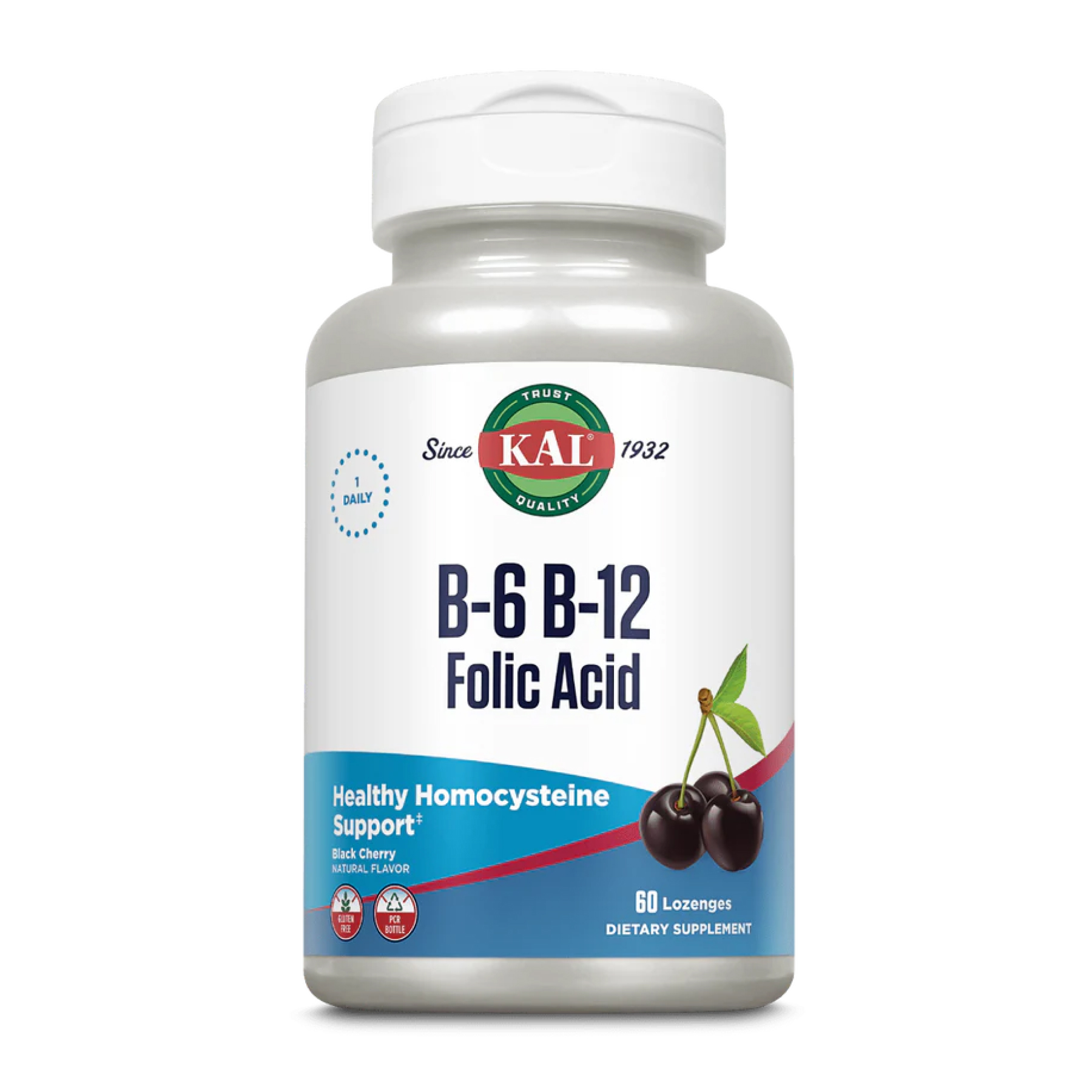 KAL B-6 B-12 Folic Acid - 60 tabs Black Cherry 2023-10-3157