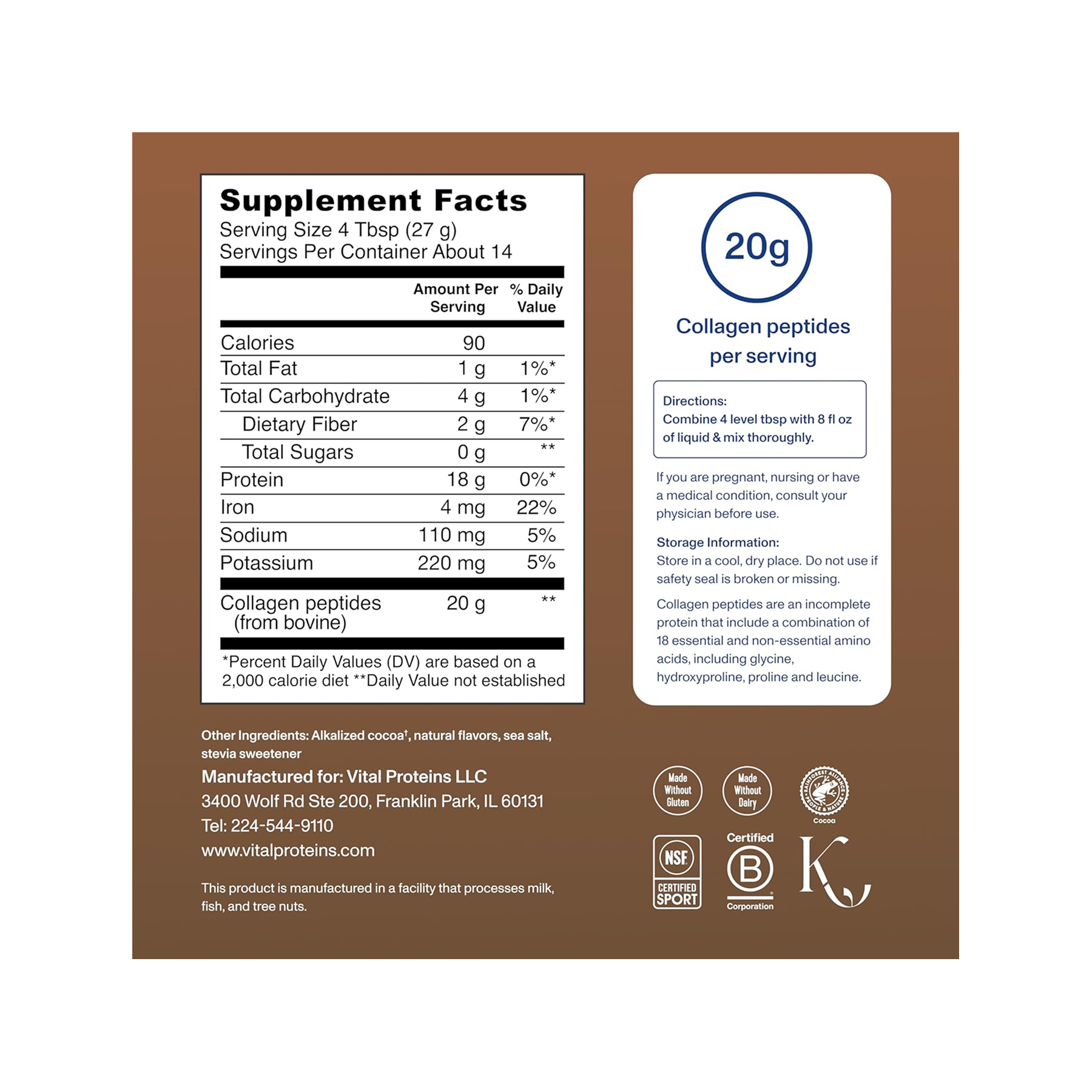Vital Proteins Collagen Peptides - 383g Chocolate 2023-10-5463