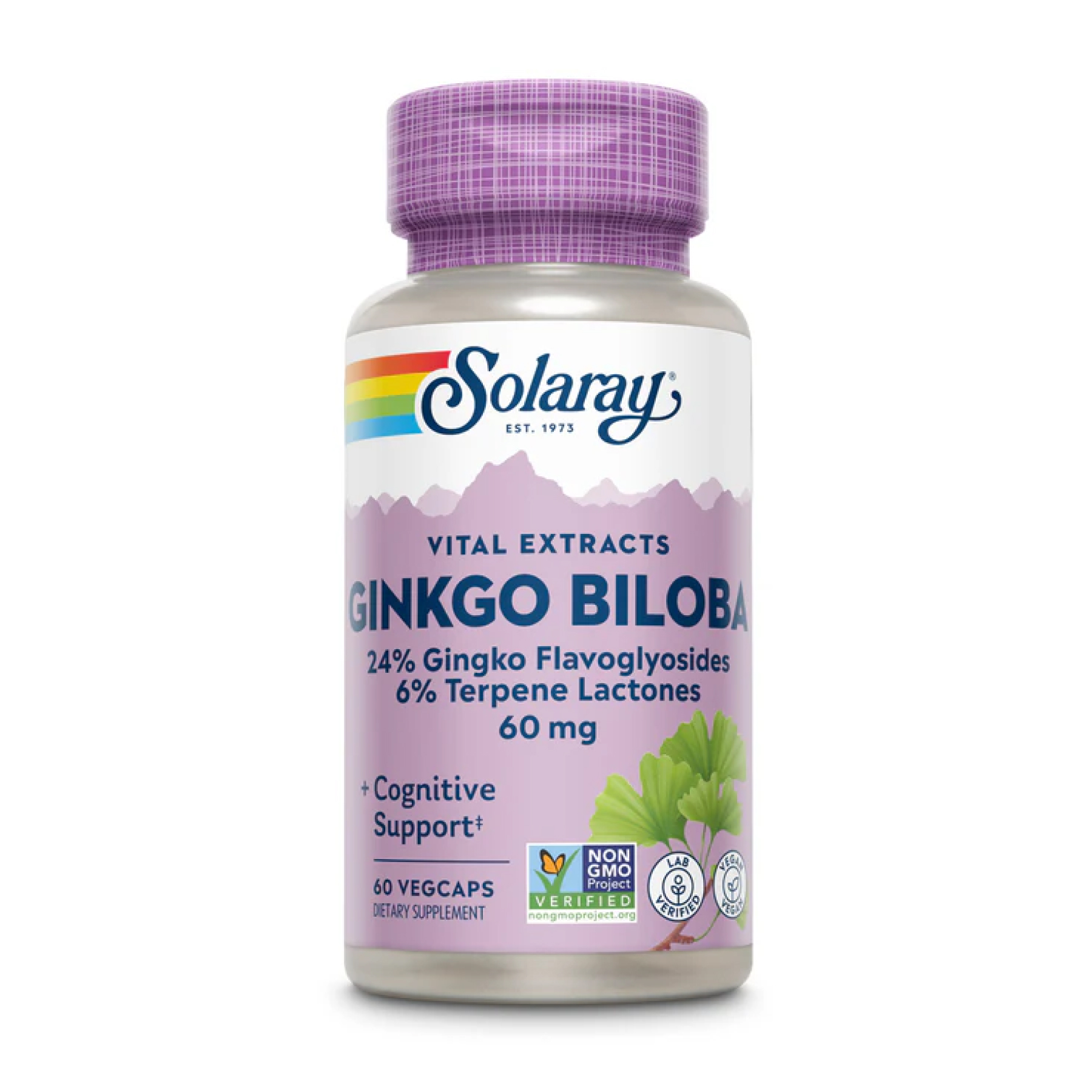 Solaray Ginkgo Biloba Leaf Extract 60mg - 60 vcaps 2023-10-2381
