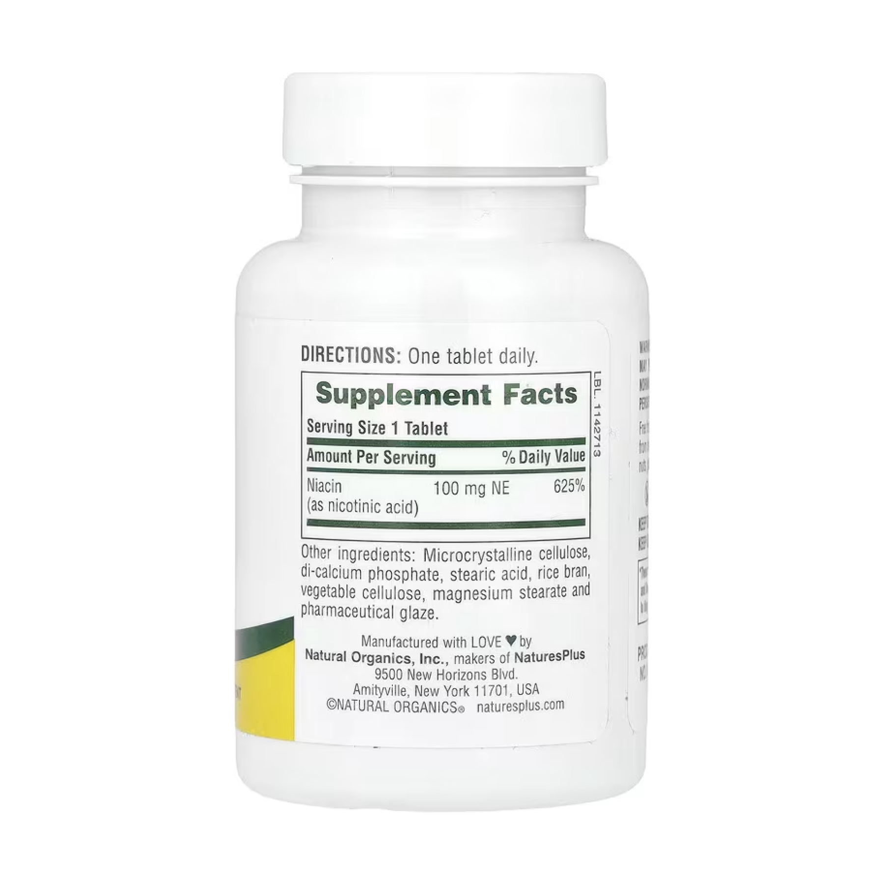 Nature's Plus Niacin 100mg - 90 tabs 2023-10-5219