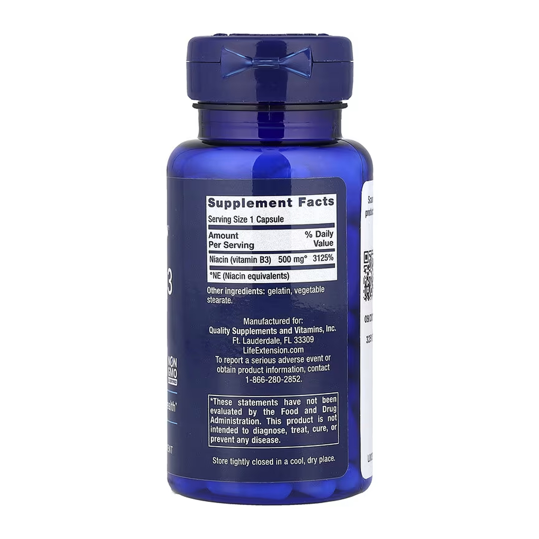 Life Extension Vitamin B3 Niacin 500 mg - 100 caps 2023-10-6355