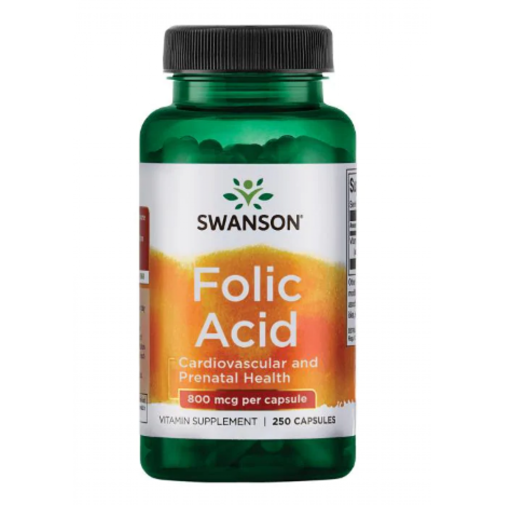 Swanson Folic Acid 800 mcg - 250 Caps 100-96-8367521-20