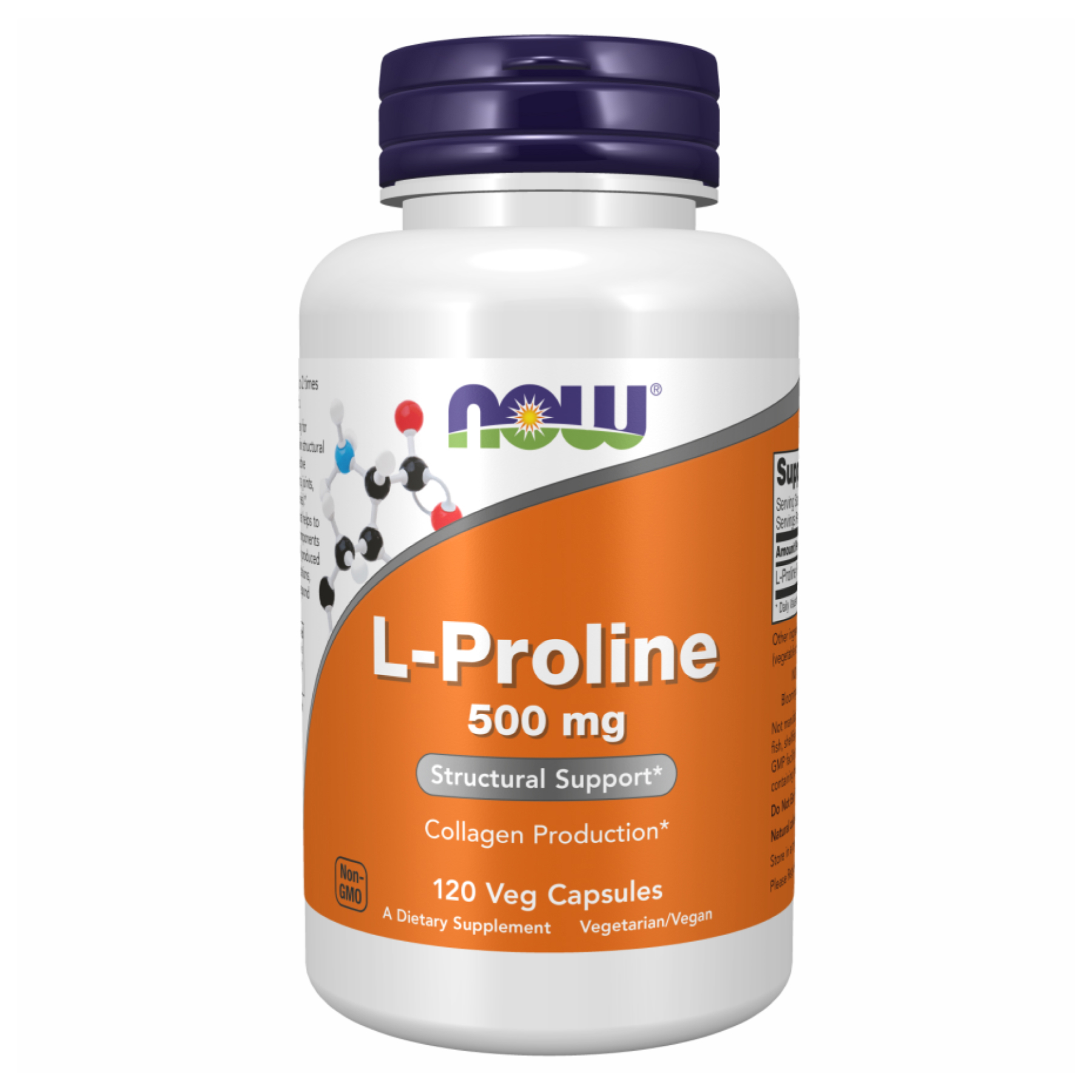 Now Foods L-Proline 500mg - 120 vcaps 100-91-5917393-20