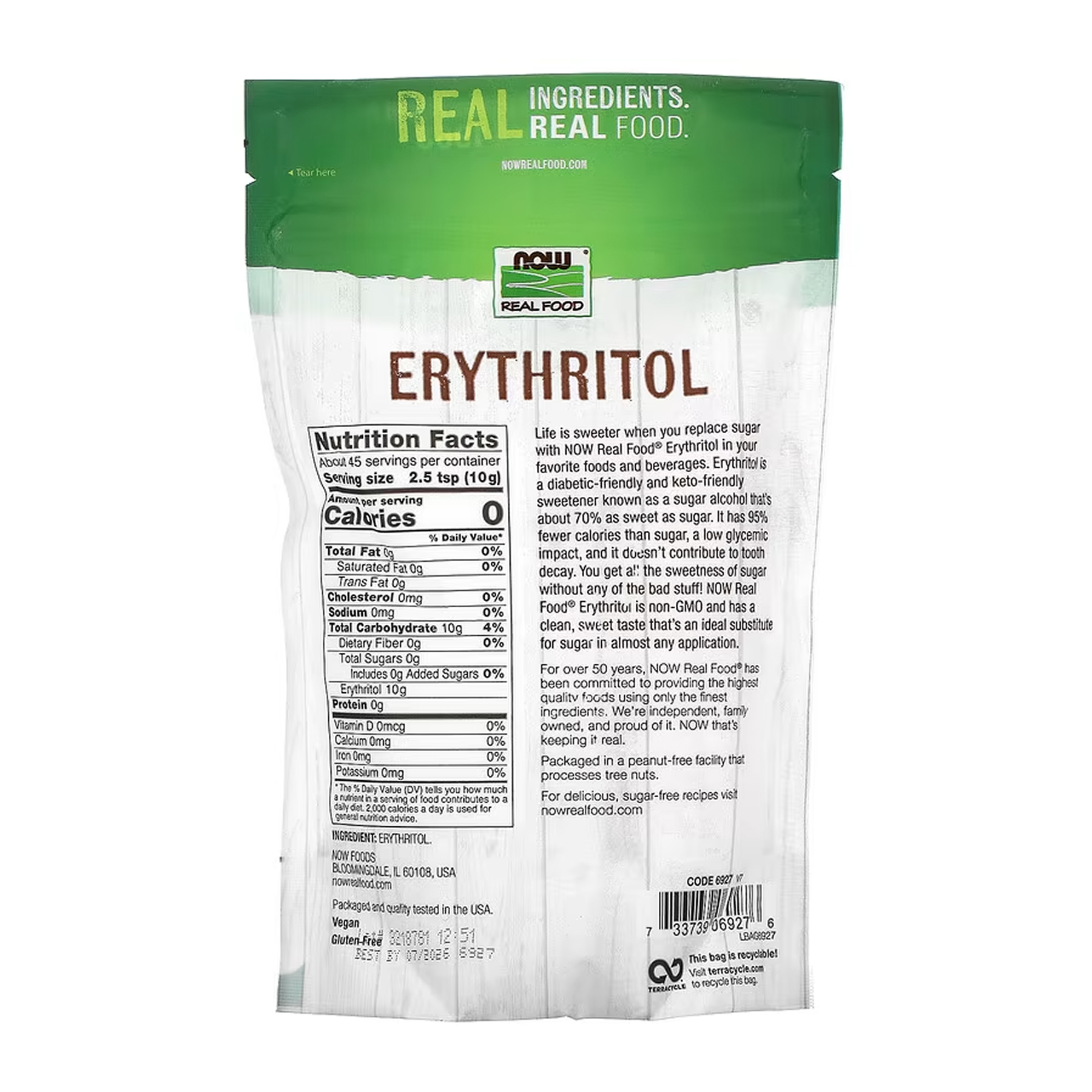 Now Foods Erythritol - 454g 2023-10-5838