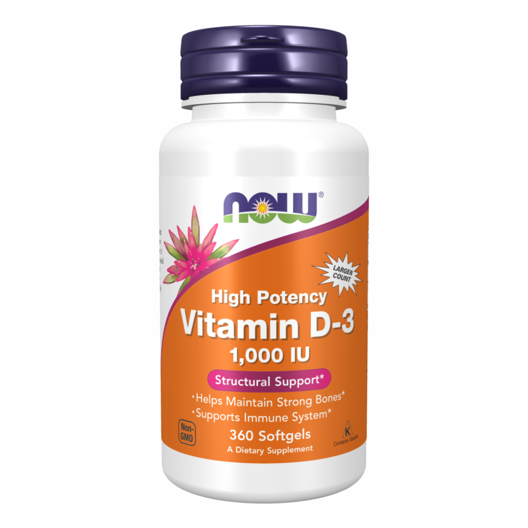 Now Foods Vitamin D-3 1000 IU - 360 softgels 2022-09-1190