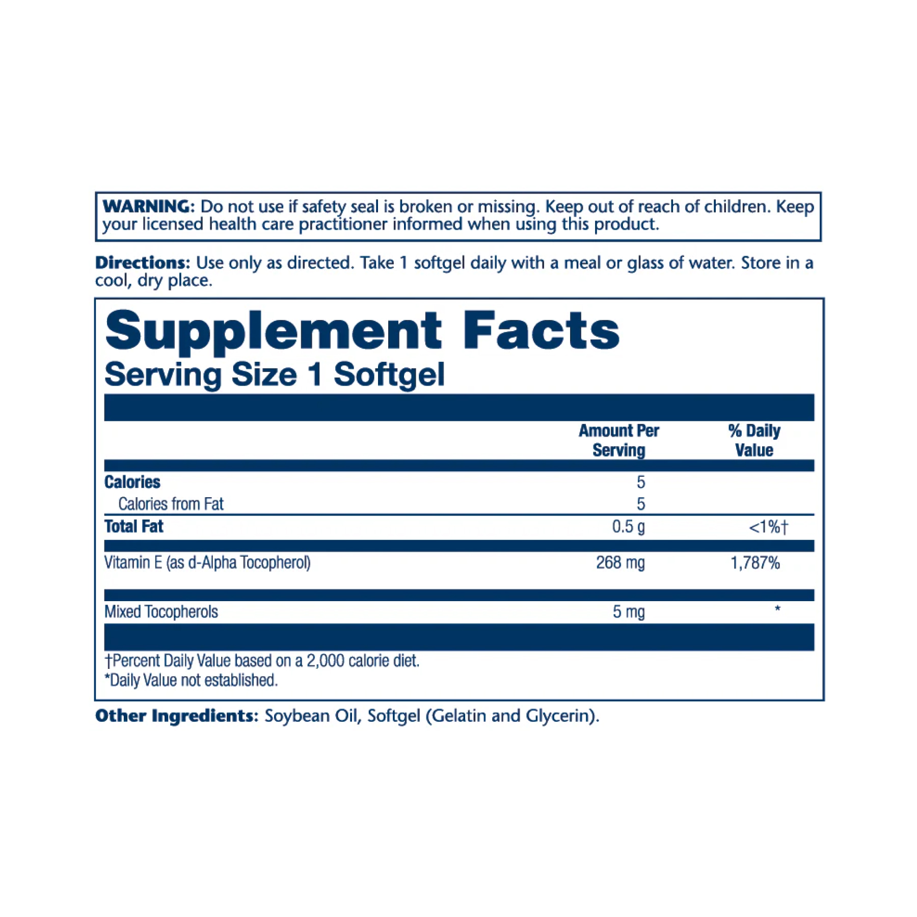 Solaray Vitamin E d-Alpha Tocopherol 268mg - 50 softgels 2023-10-2382