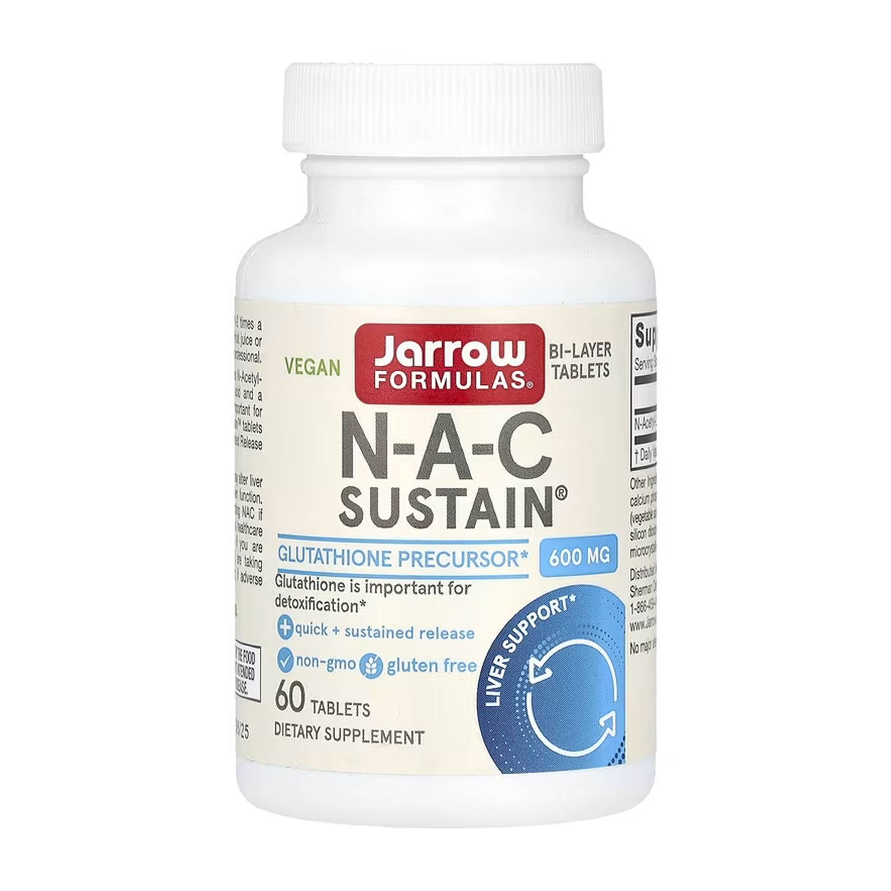 Jarrow Formulas N-A-C Sustain® 600 mg - 60 caps 2023-10-6209