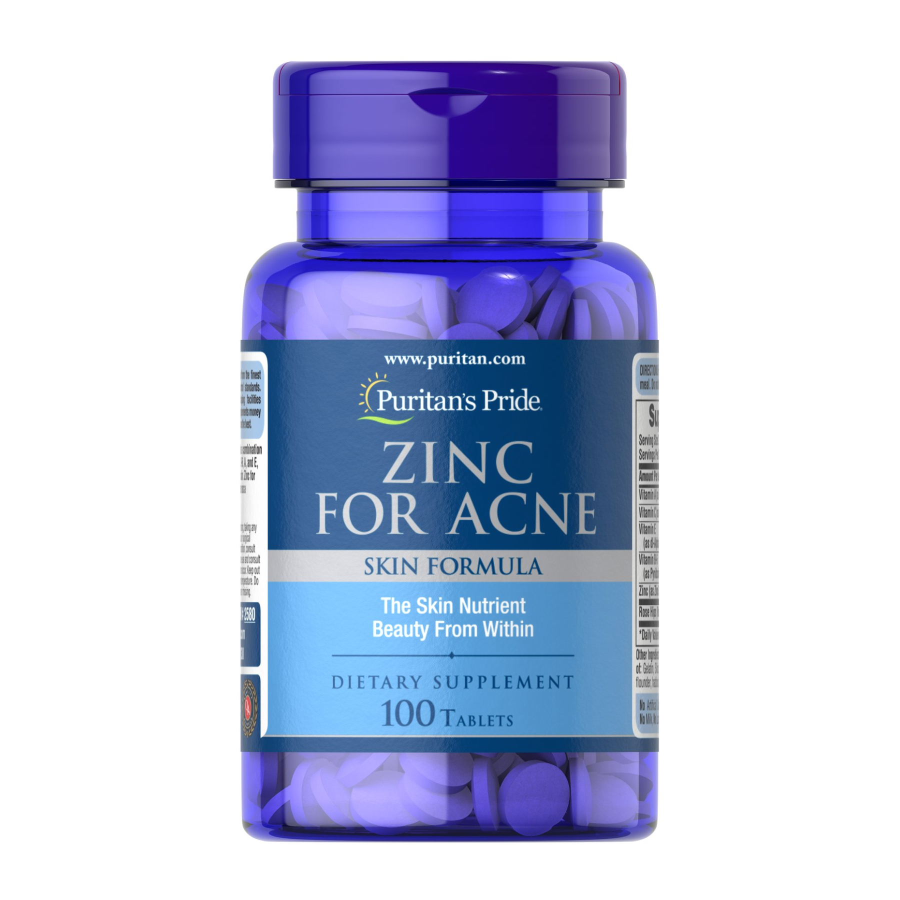Puritans Pride Zinc for Acne - 100 tab 100-34-1438512-20