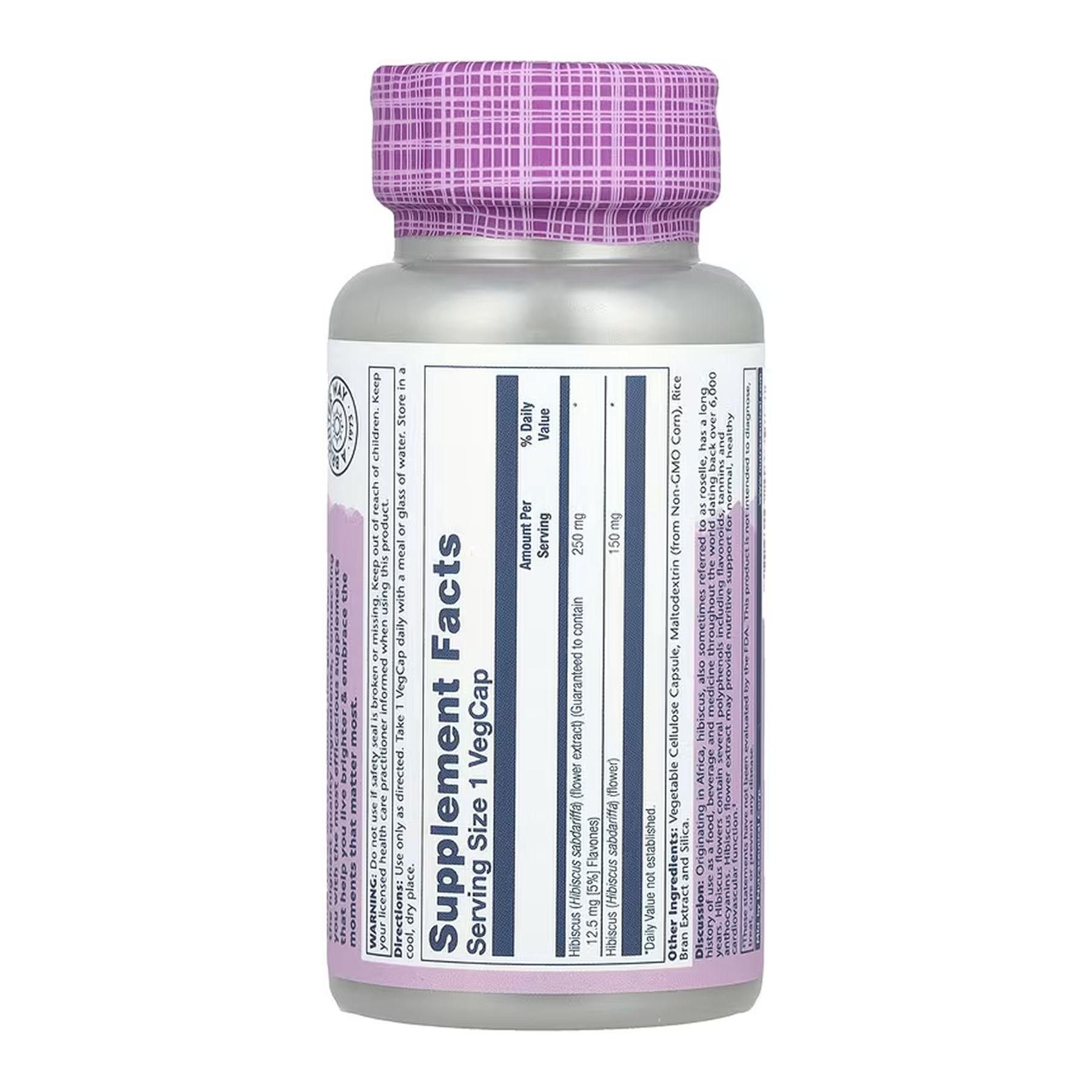 Solaray Hibiscus Flower Extract 250mg - 60 vcaps 2023-10-6978