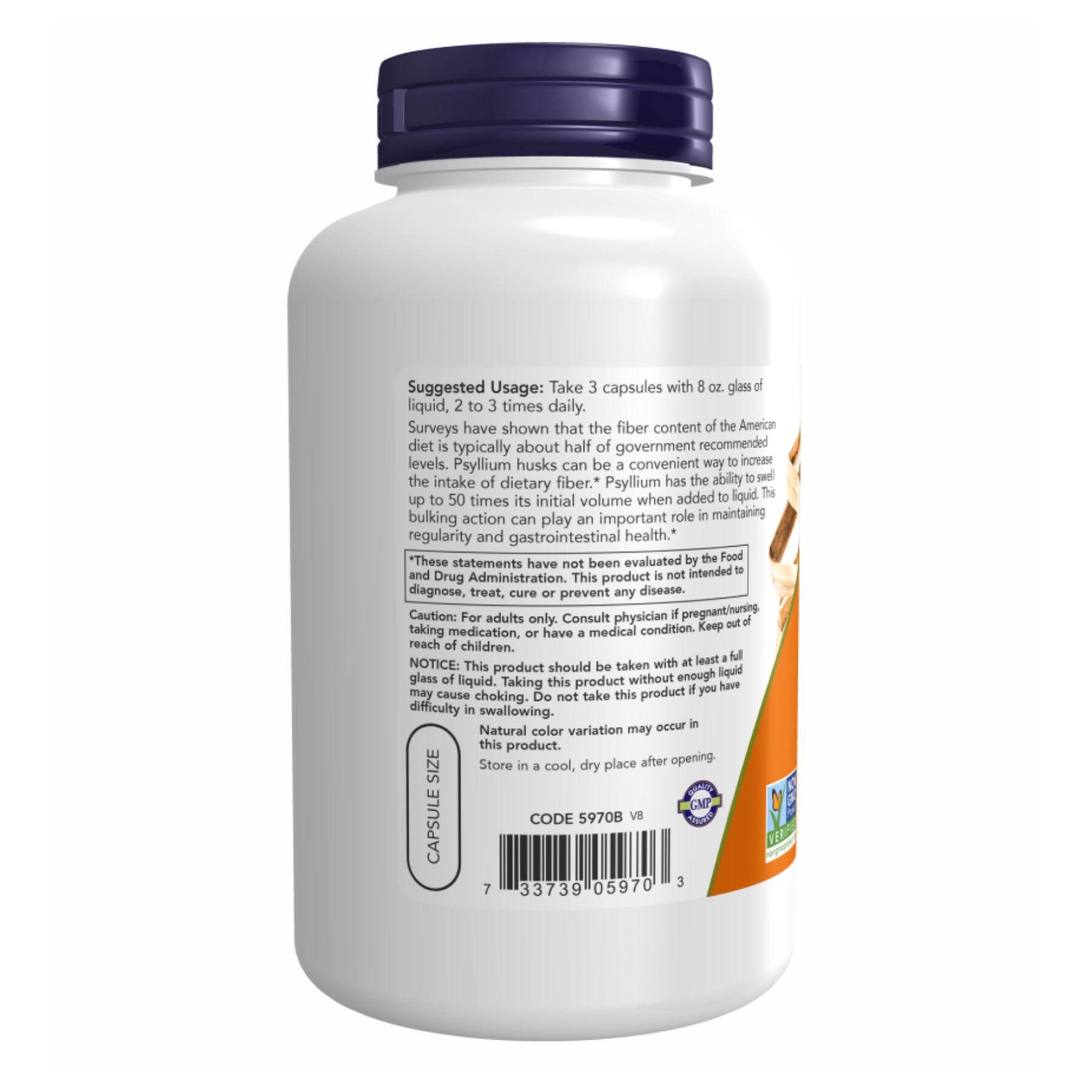 Now Foods Psyllium Husk 500mg - 200 vcaps 2022-10-1329