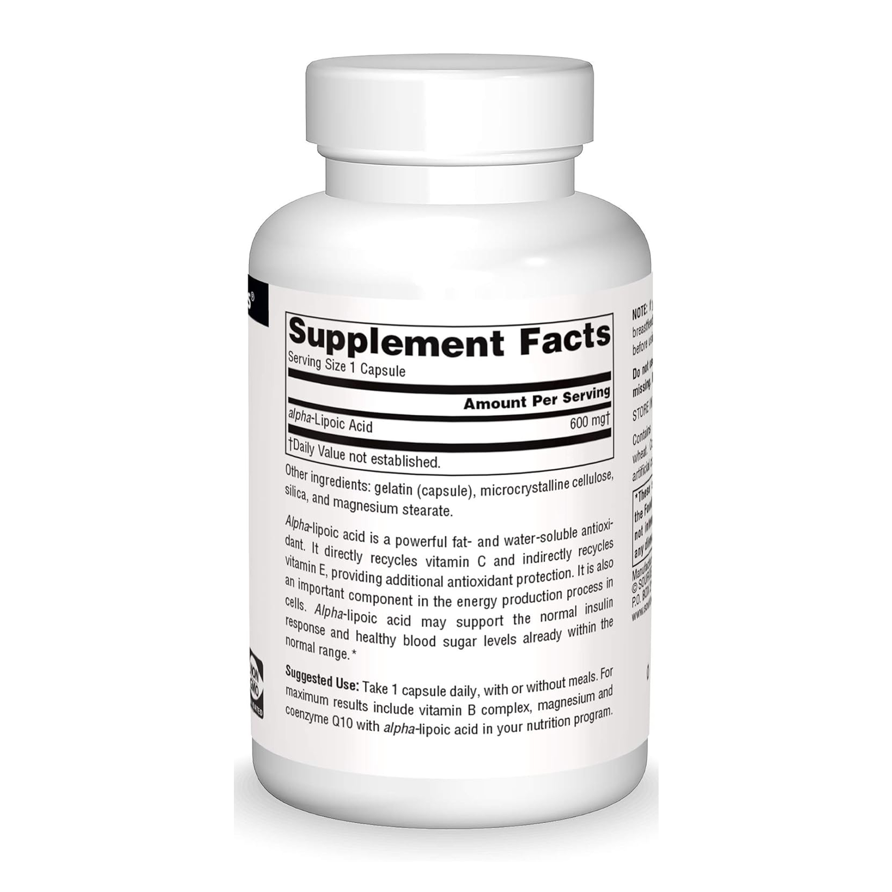 Source Naturals Alpha Lipoic Acid 600mg - 30 caps 2023-10-5894