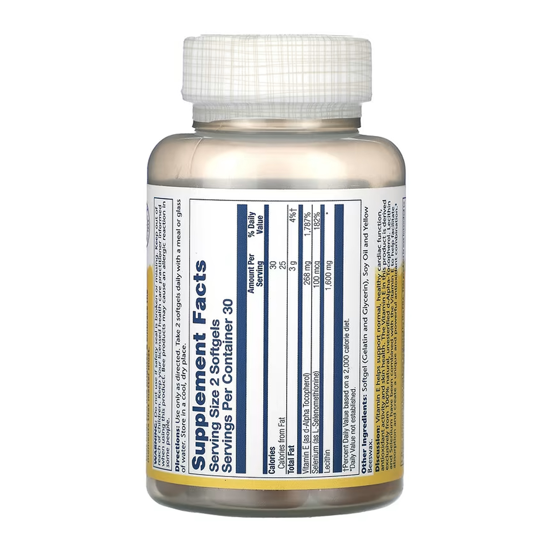 Solaray Bio Vitamin E with Selenium 268mg - 60 softgels 2023-10-6739