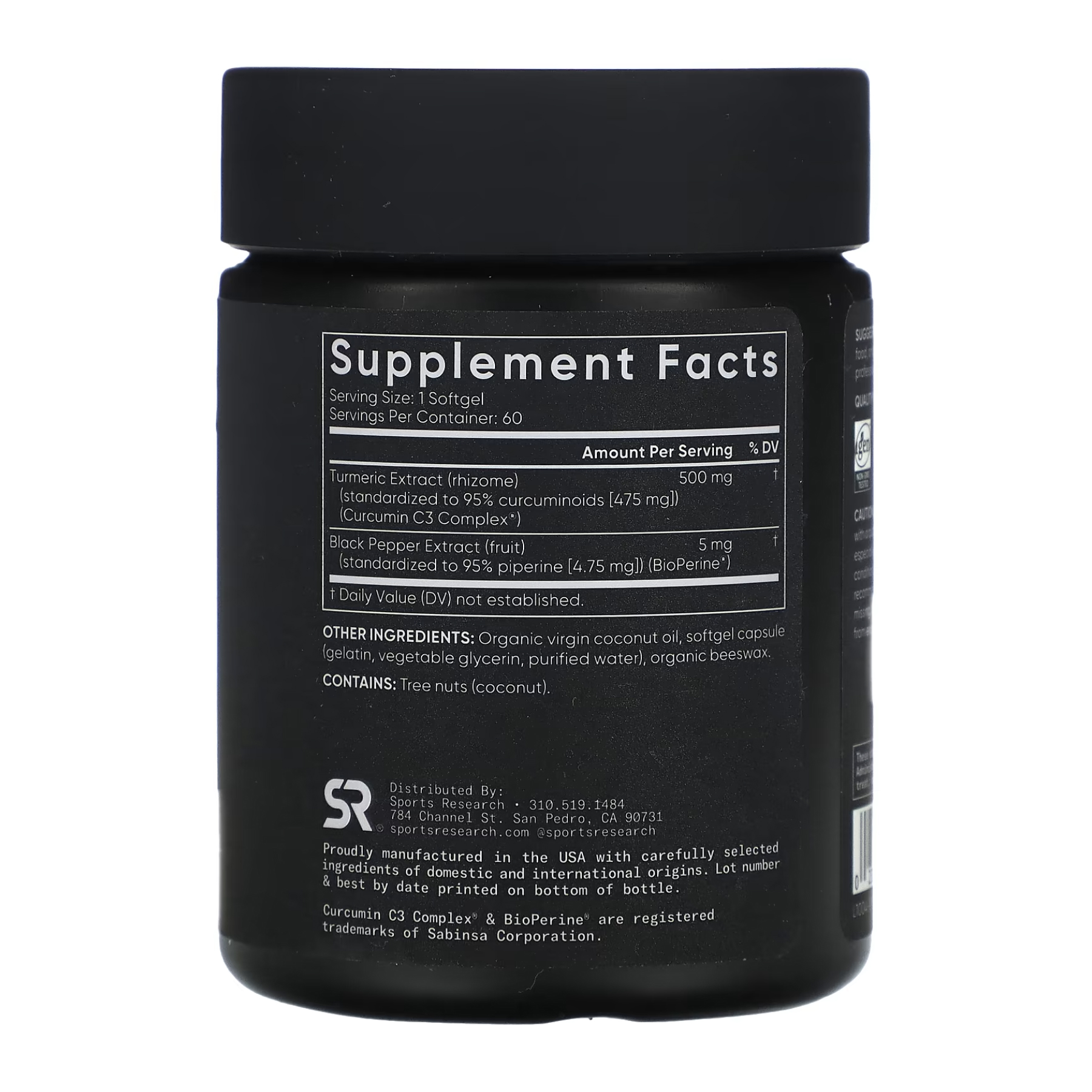 Sport Research Turmeric Curcumin C3 Complex 500mg - 60 softgels 2023-10-3440