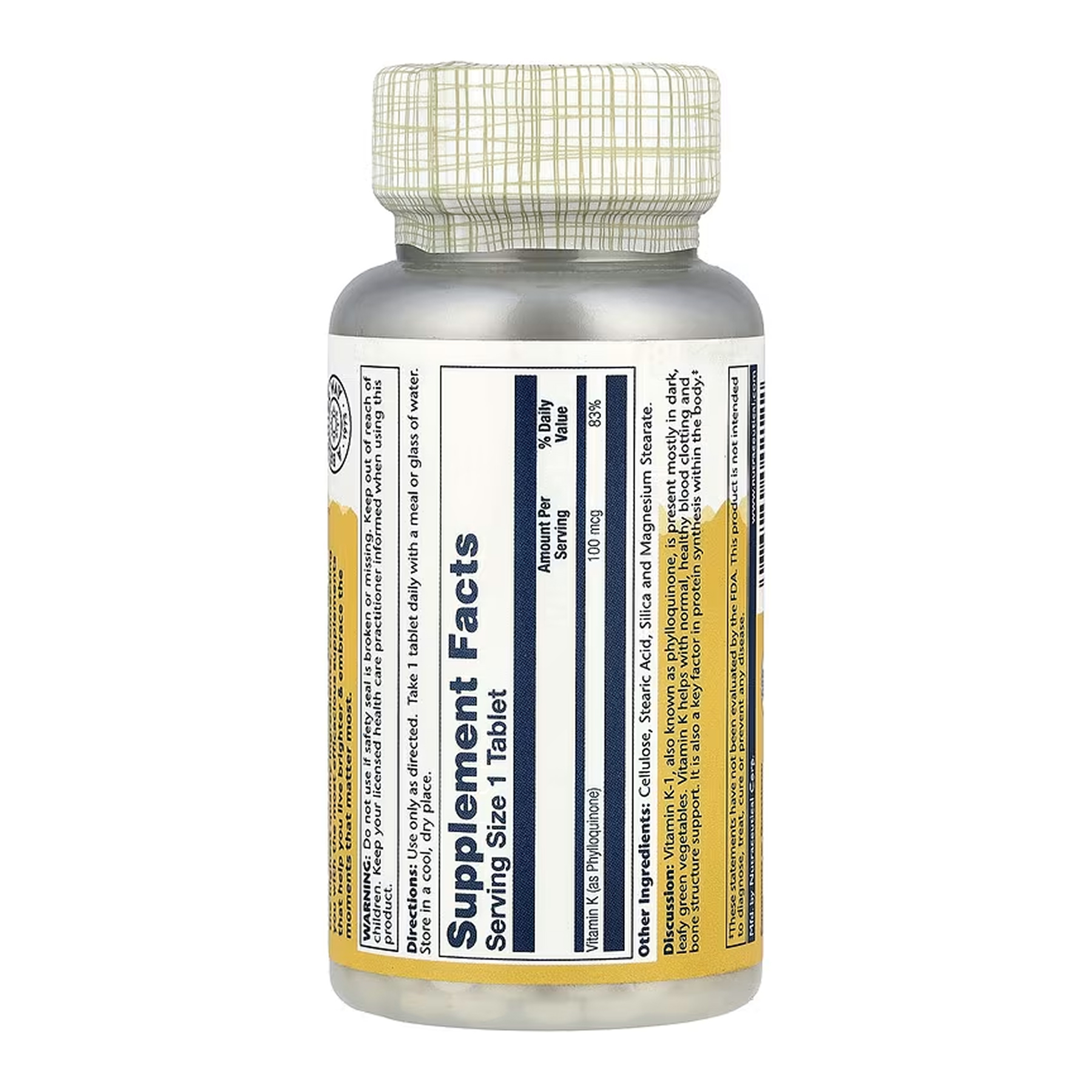 Solaray Vitamin K-1 100mcg - 100 tabs 2023-10-6740