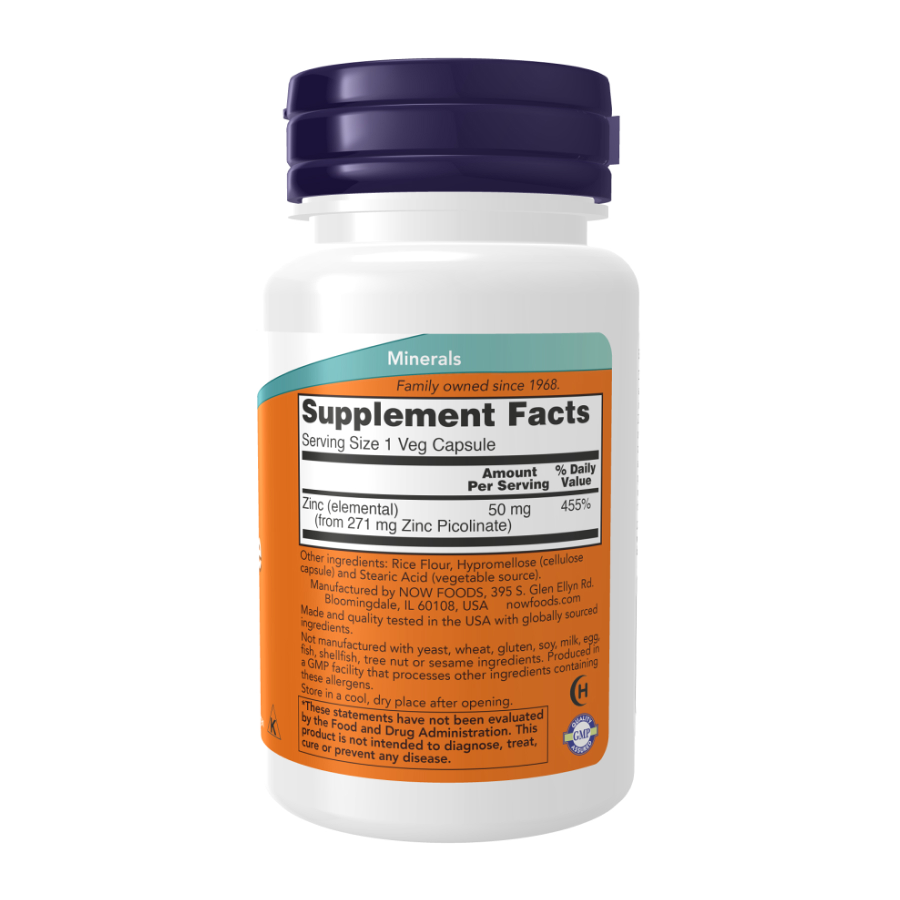 Now Foods Zinc Picolinate 50 mg - 30 vcaps (Пошкоджена банка) 2023-10-7750