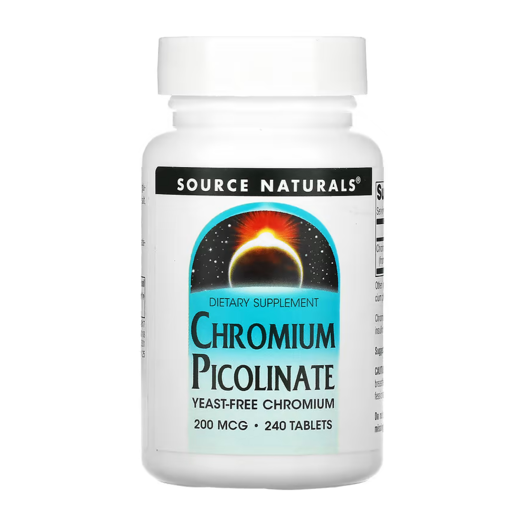 Source Naturals Chromium Picolinate 200 mcg, Yeast Free - 240 tabs 2023-10-5276