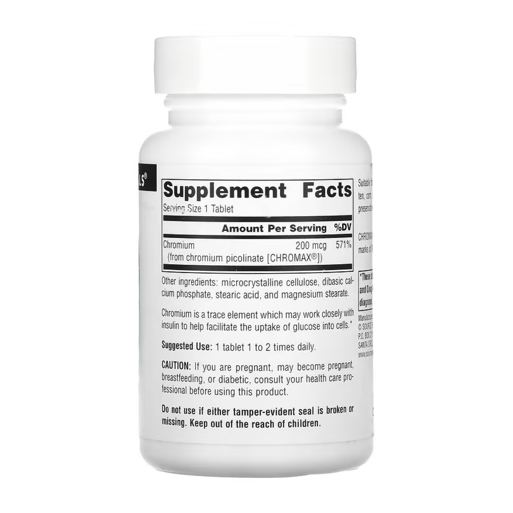 Source Naturals Chromium Picolinate 200 mcg, Yeast Free - 240 tabs 2023-10-5276