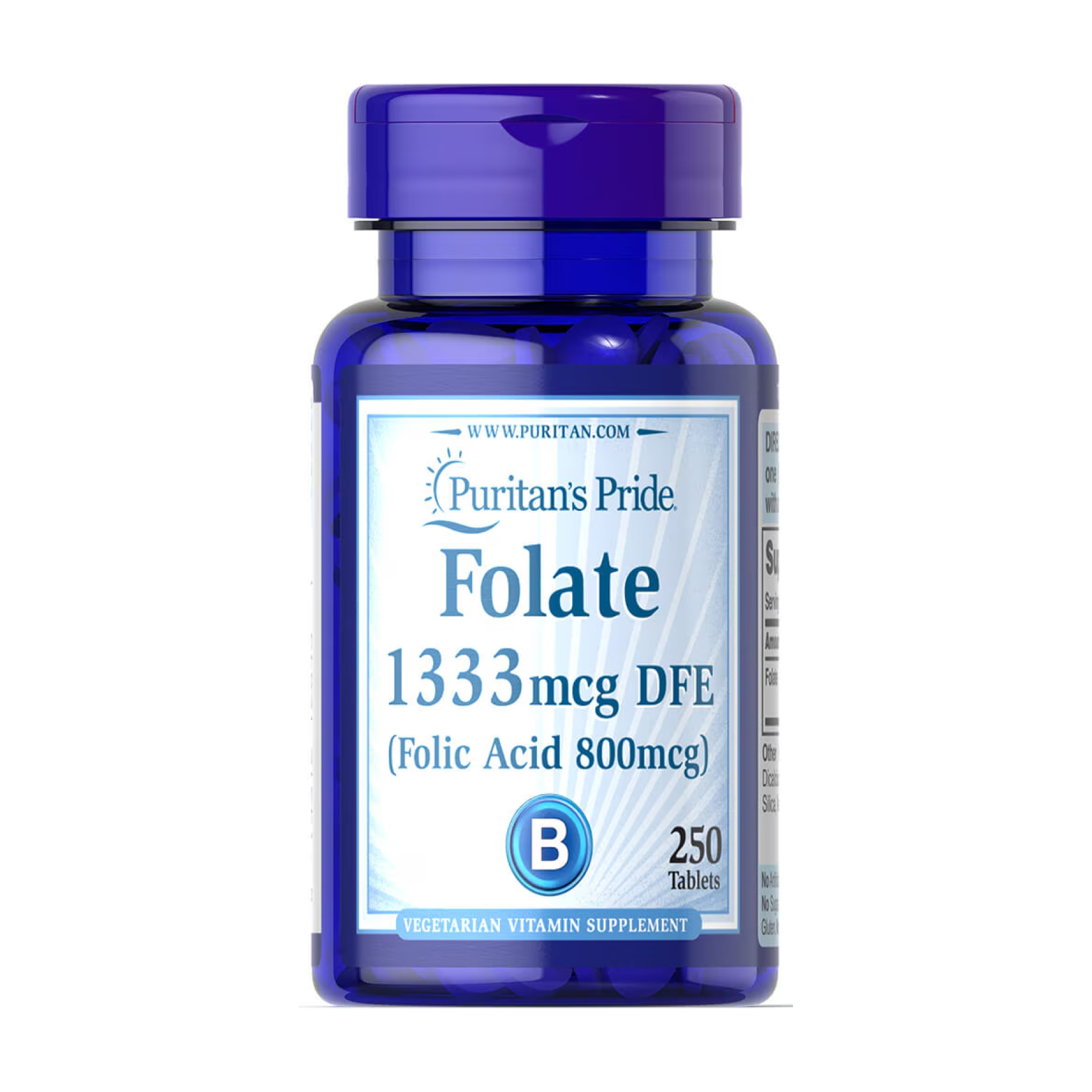 Puritans Pride Folate 1333 mcg DFE - 250 tabs 2023-10-2471