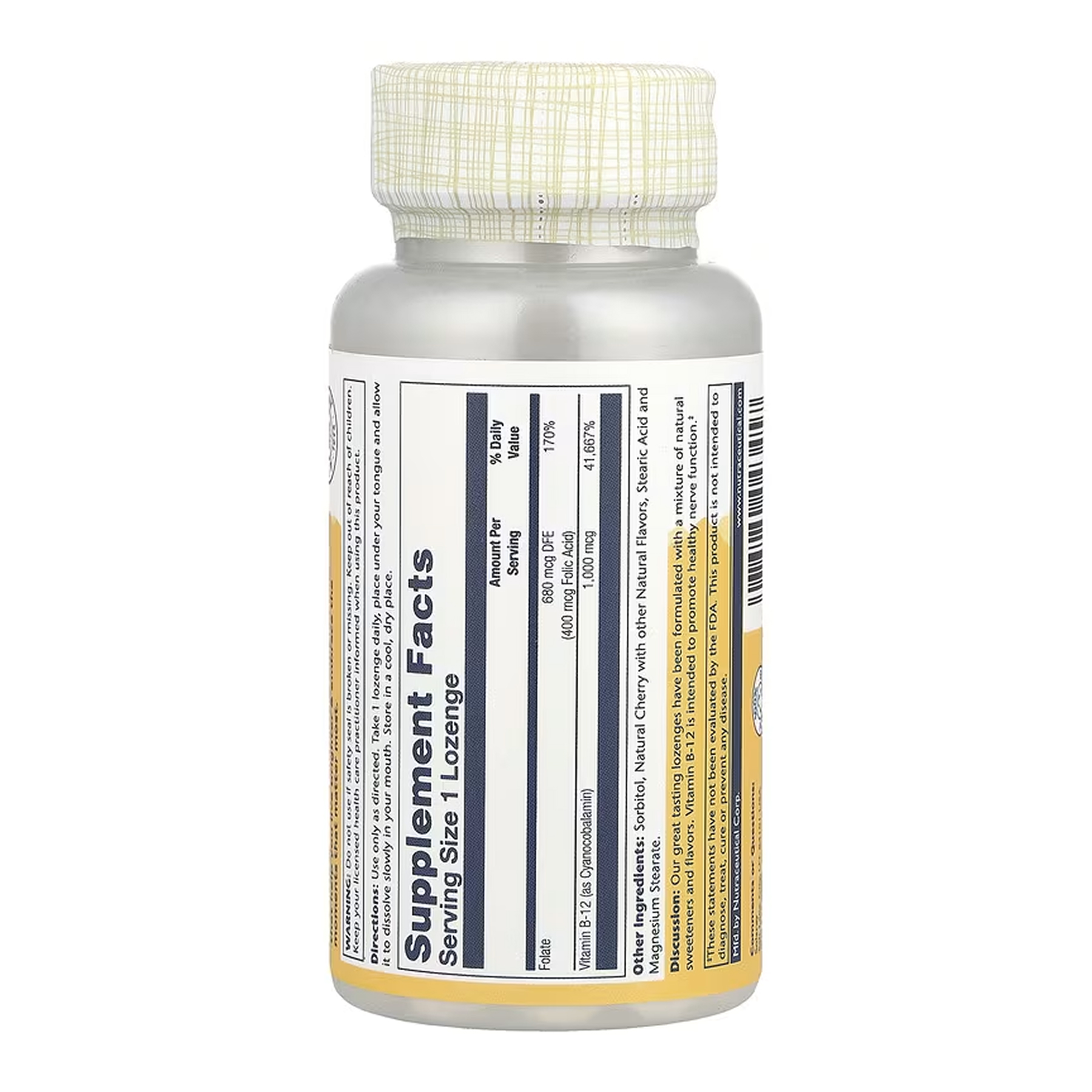 Solaray Vitamin B-12 1000mcg - 90 lozenges 2023-10-6741