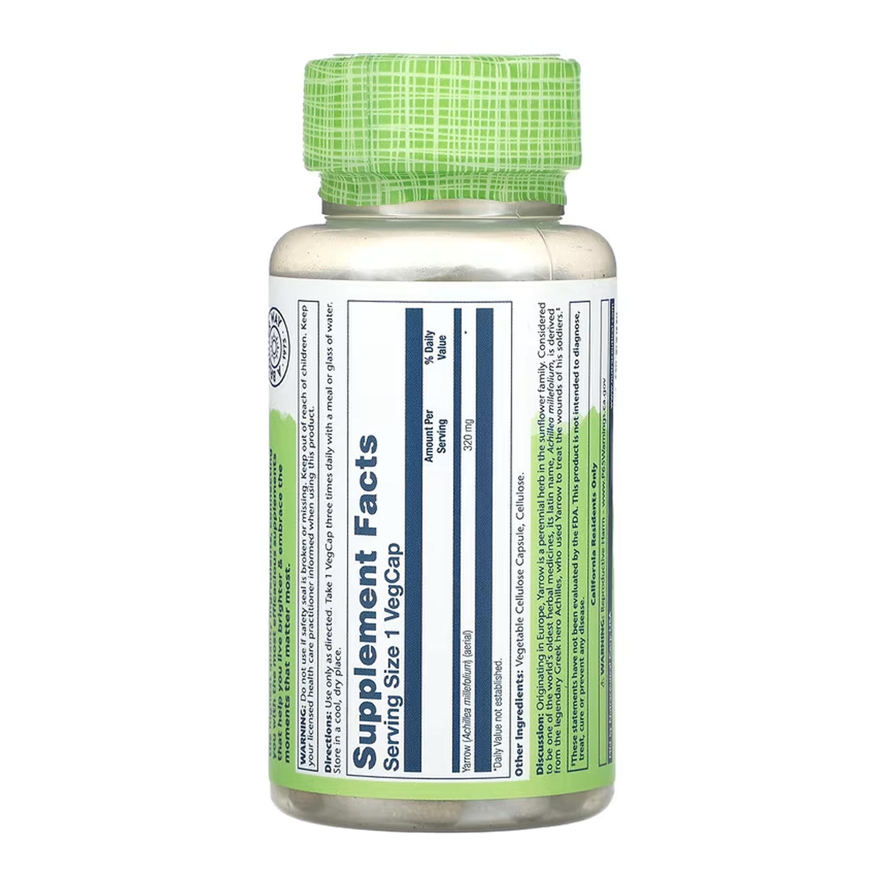 Solaray Yarrow Aerial 320mg - 100 vcaps 2023-10-6981