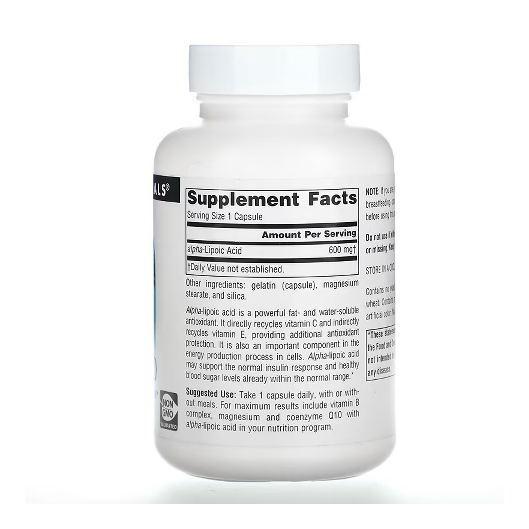 Source Naturals Alpha Lipoic Acid 600mg - 60 caps 2023-10-5556