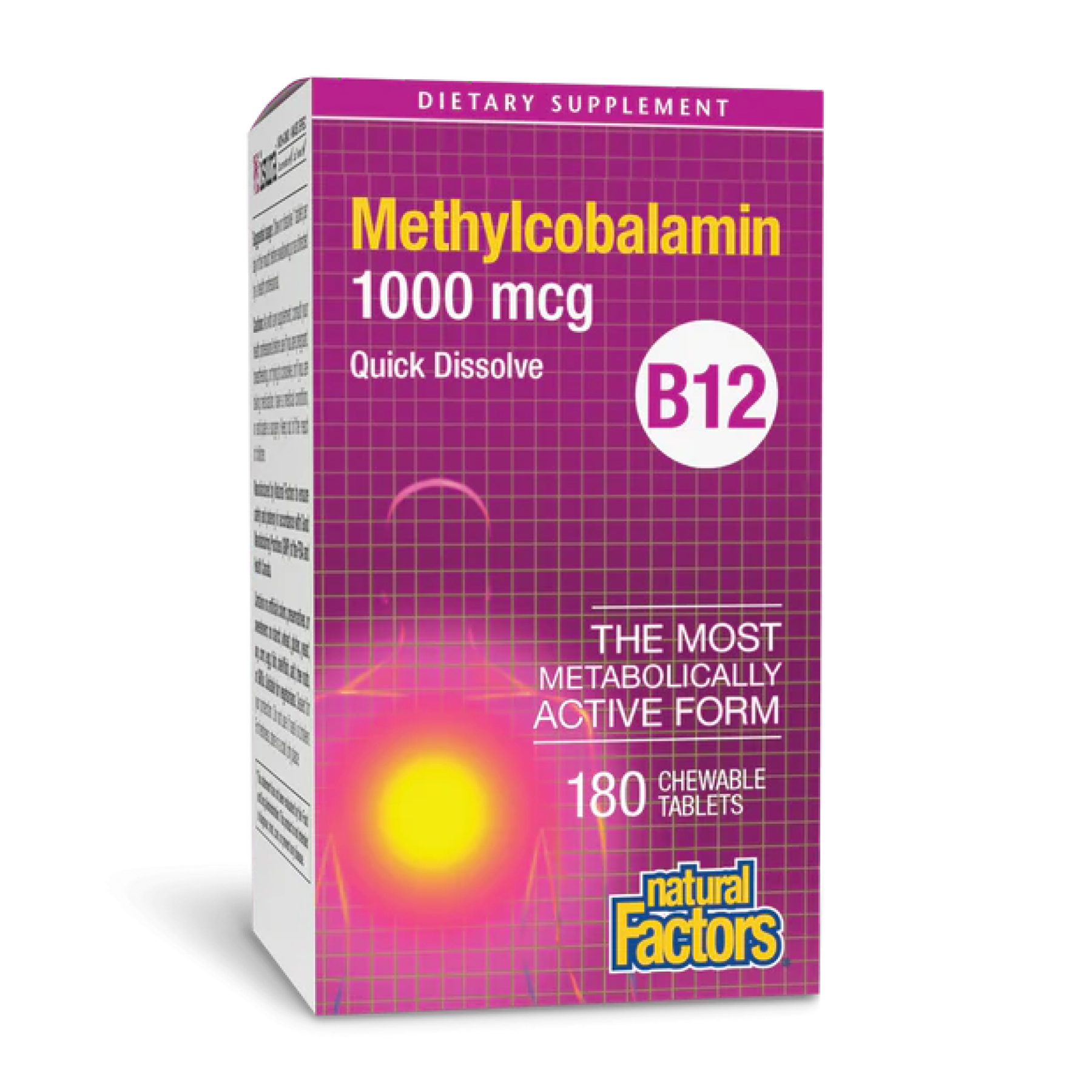 Natural Factors B12 Methylcobalamin 1000 mcg - 180 tabs (Пошкоджена банка) 2023-10-7752