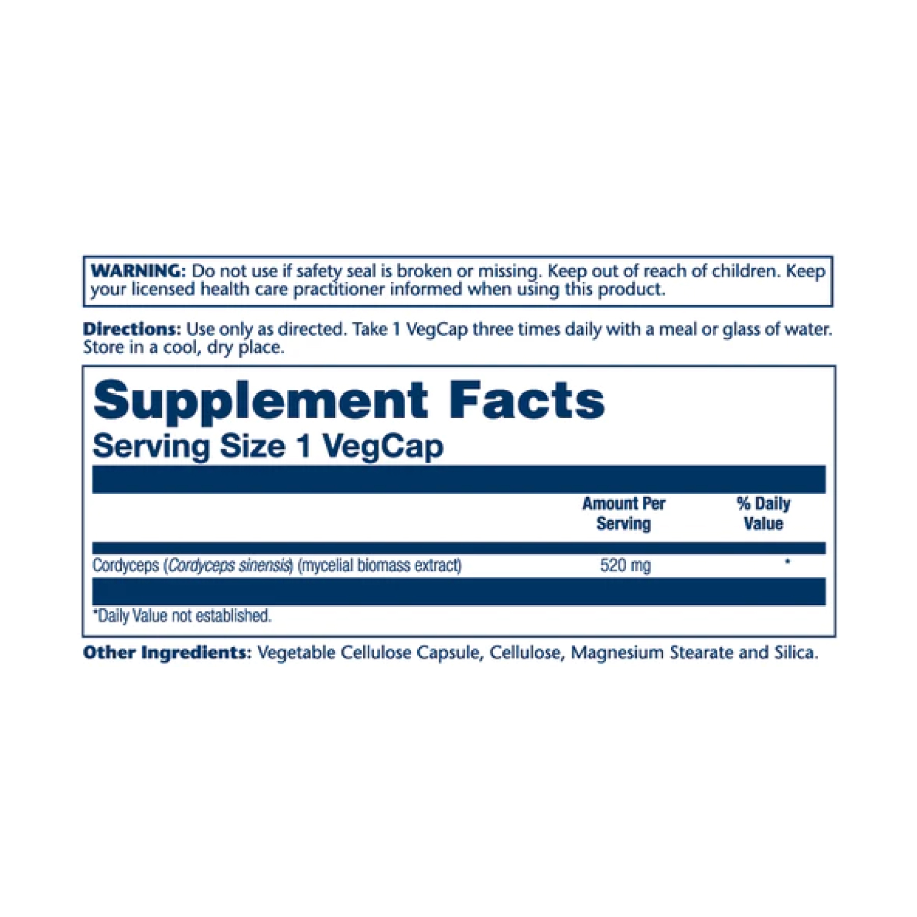 Solaray Cordyceps Mushroom 520mg - 100 vcaps 2023-10-2126