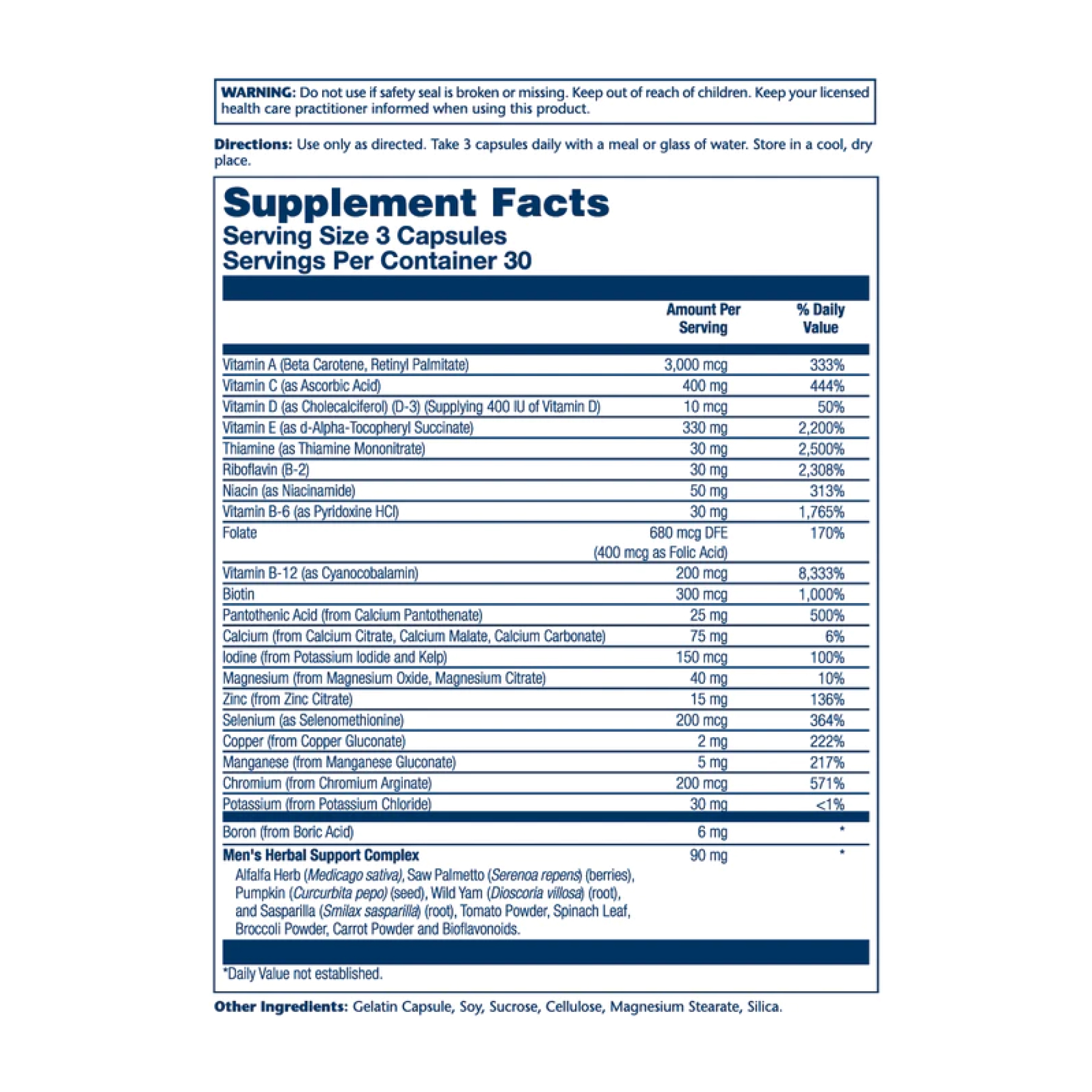 Solaray Men's Golden Multi-Vitamin - 90 caps 2023-10-2135