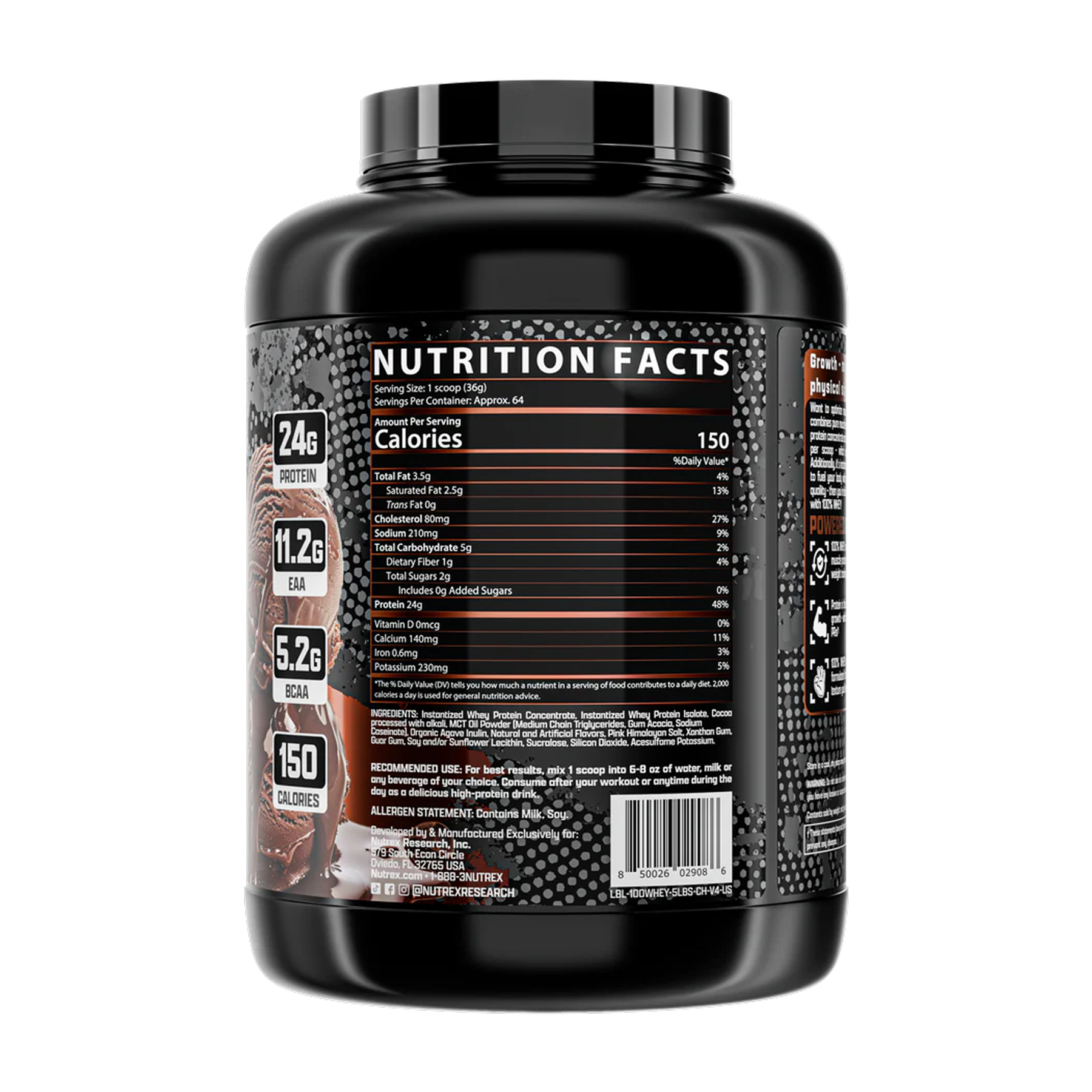 Nutrex 100% Whey Protein - 2265g Chocolate 2022-09-9931