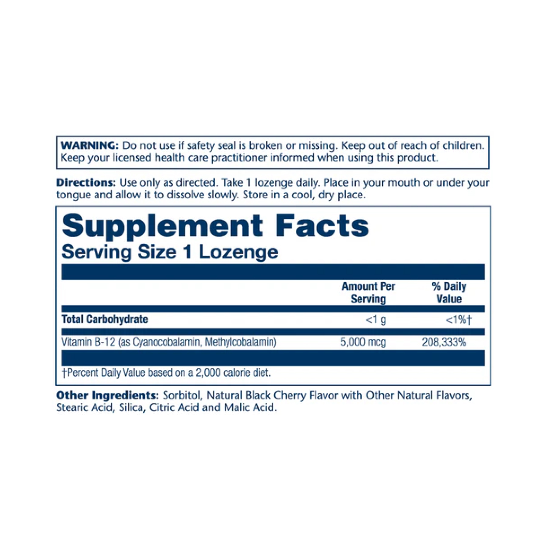 Solaray Vitamin B-12 5000mcg - 30 lozenges Natural Cherry 2023-10-2388