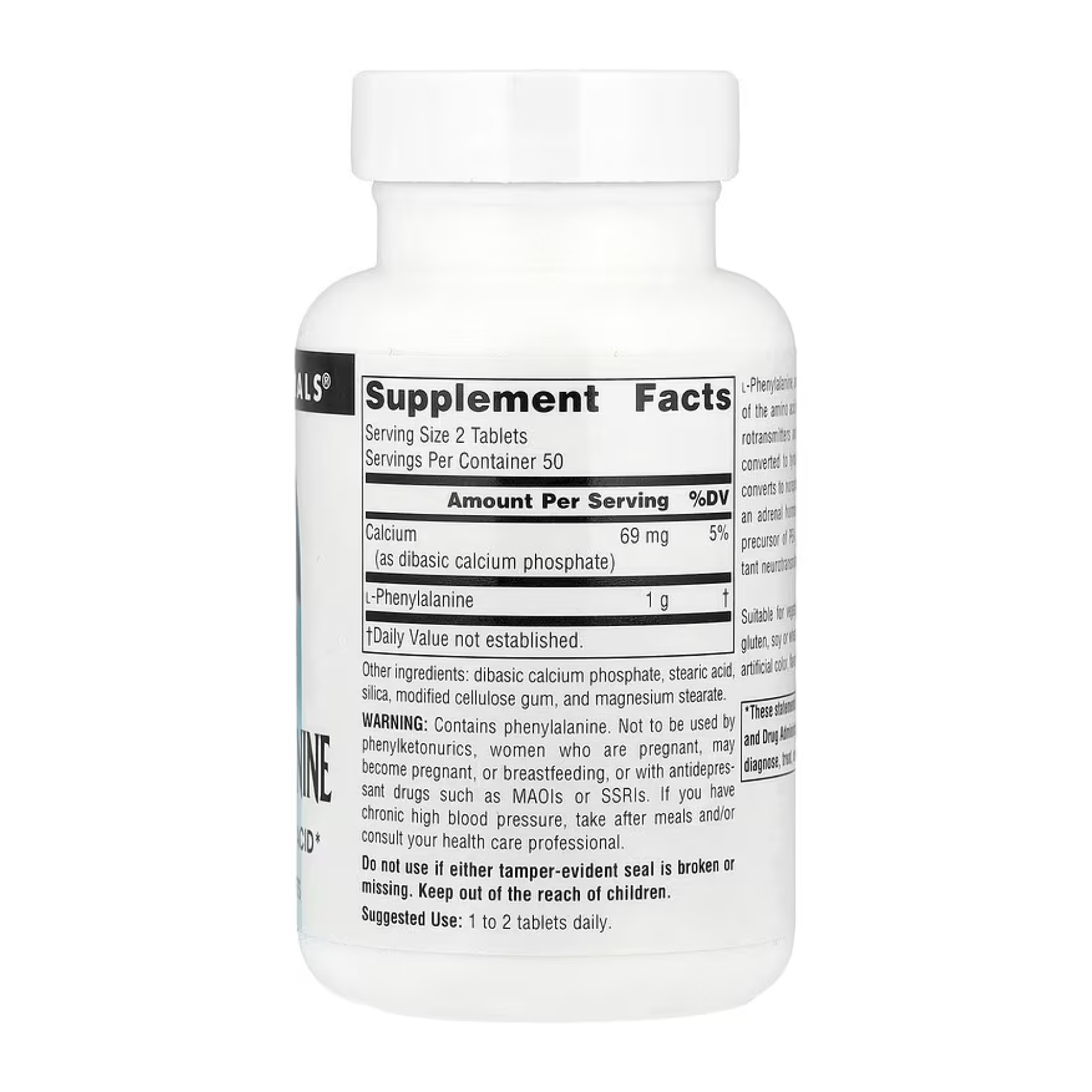 Source Naturals L-Phenylalanine 500mg - 100 tabs 2023-10-5278